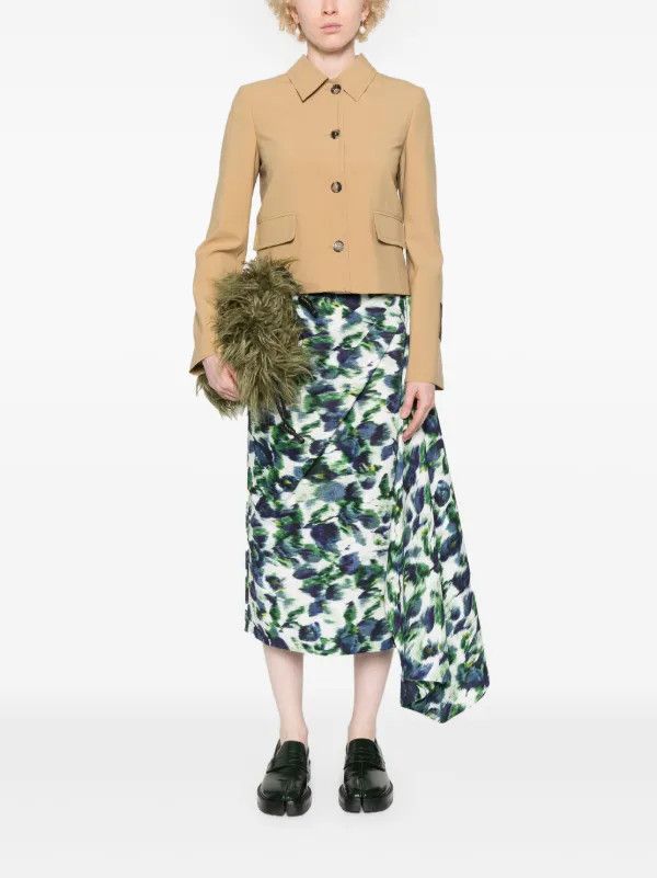 Marni o1s22i1n0525 Short Wool Blend Jacket in Beige Size M / US 6-8 / IT 42-44 - 2 Thumbnail