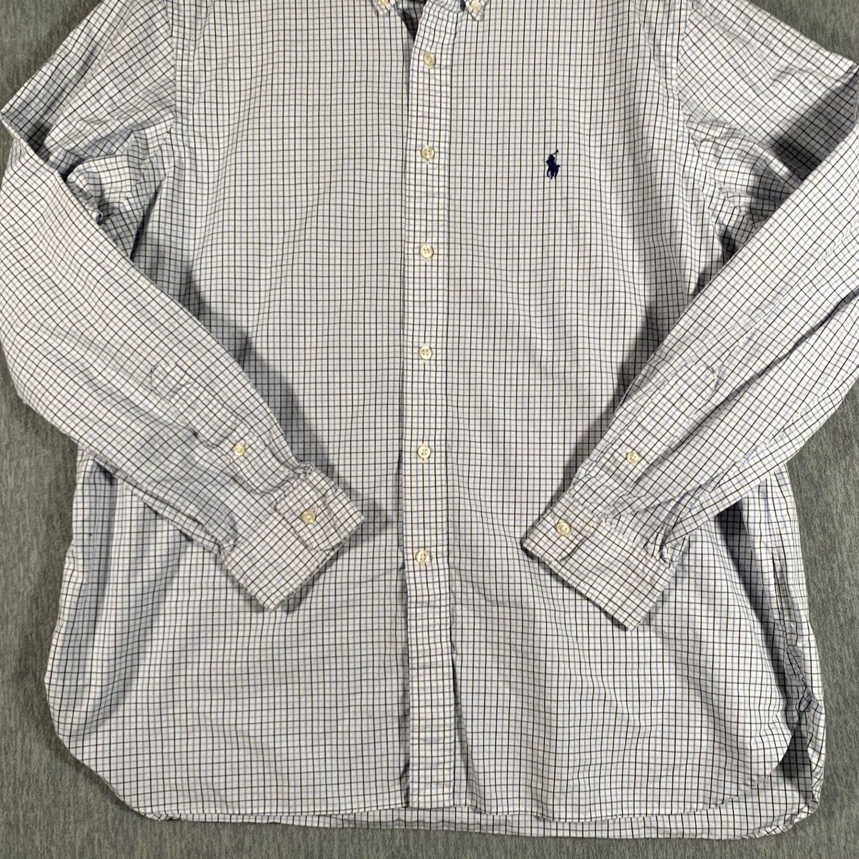 Ralph Lauren Ralph Lauren Shirt Mens 17.5 44 White Blue Check Button Down Dress Shirt Size 48R - 3 Thumbnail