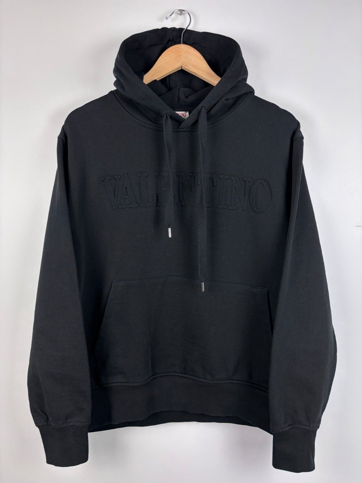 Valentino Womens Valentino Embossed Logo Hoodie Black Size L Size L / US 10 / IT 46 - 1 Thumbnail