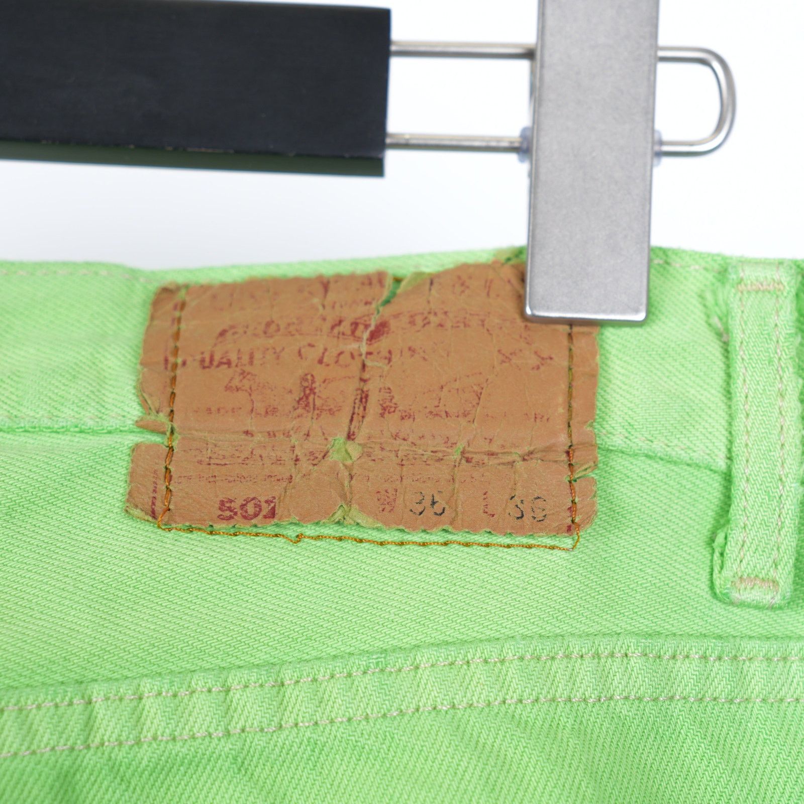 Chrome Hearts CHROME HEARTS SLIME NEON GREEN SEX RECORDS CROSS PATCH JEANS Size US 33 - 10 Thumbnail