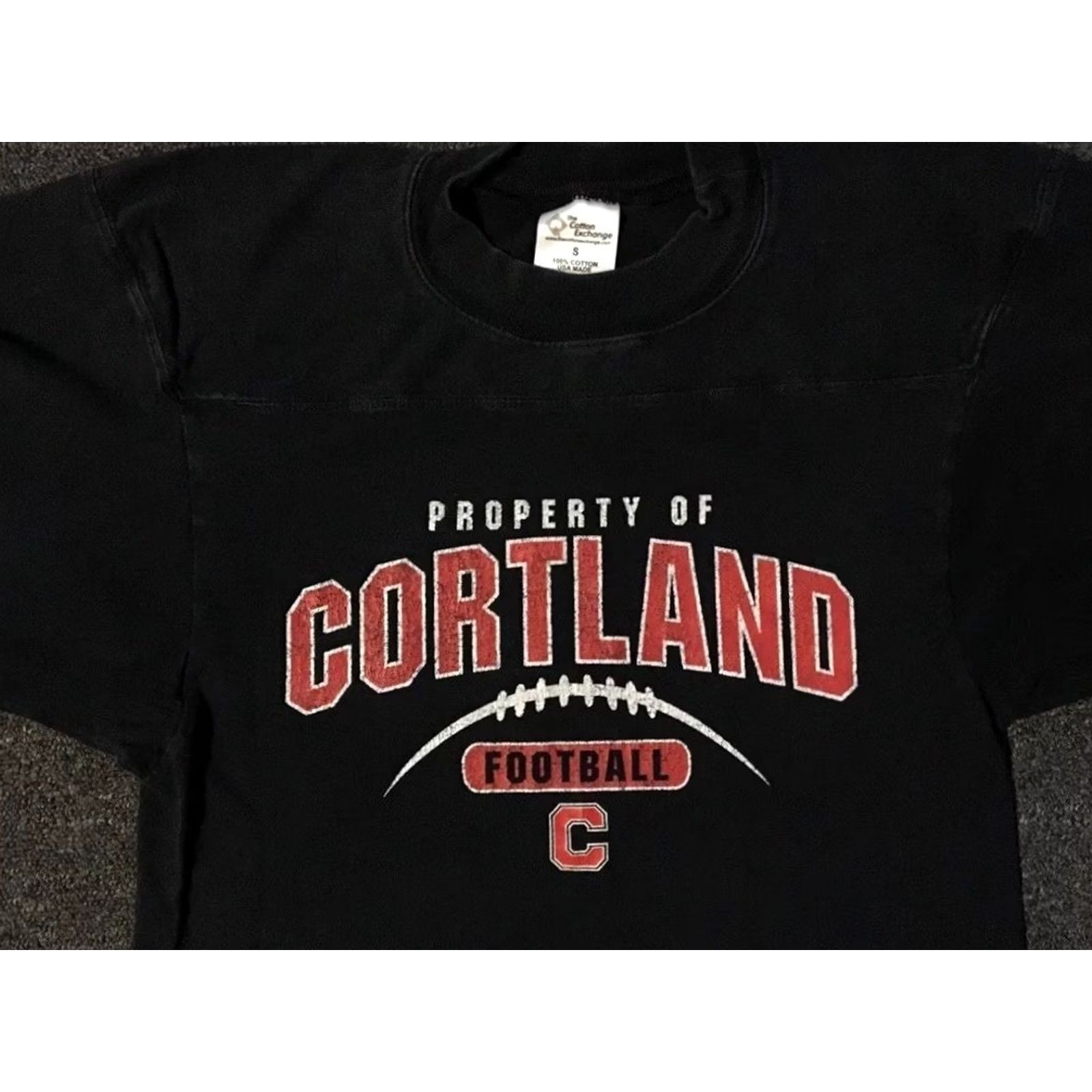 Vintage VINTAGE Cortland Football Shirt S 3/4 Sleeve Black USA College Grunge 90s 80s Single Stitch Mens Size US S / EU 44-46 / 1 - 6 Thumbnail