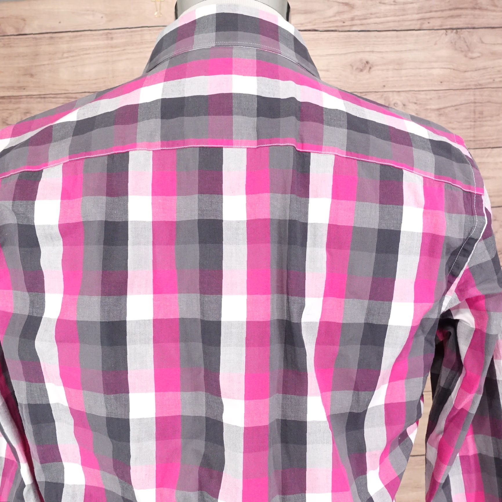 Apt. 9 Apt. 9 Stretch Slim Fit Pink Check Dress Shirt Men 15.5 Neck 32/33 Sleeve Size 40R - 5 Thumbnail