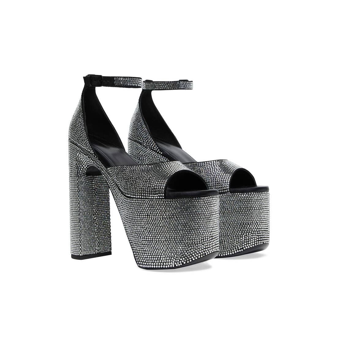 Balenciaga o1bcso1str0625 Camden 160mm Sandals With Rhinestones Black Size US 7 / IT 37 - 2 Thumbnail