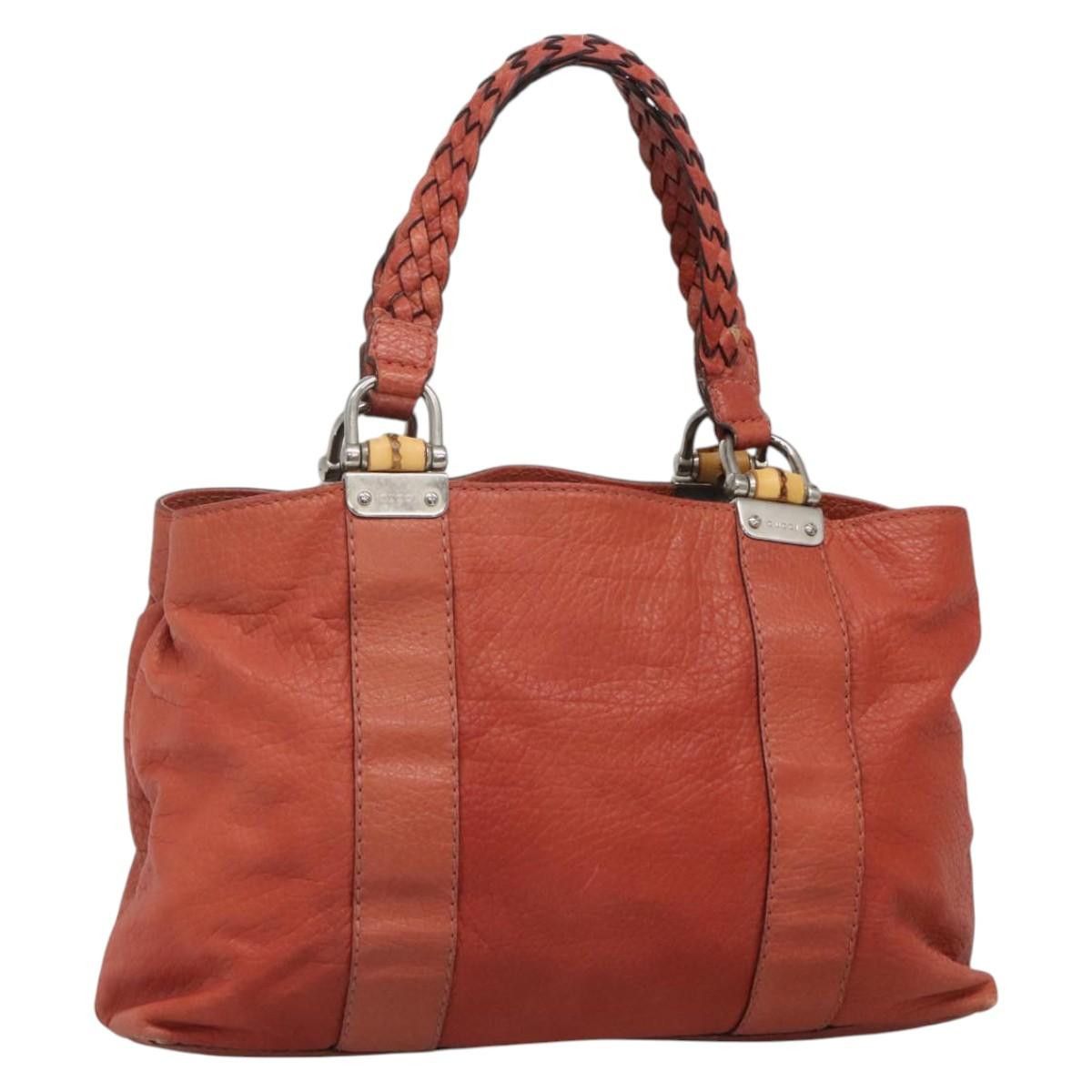 Gucci GUCCI Bamboo Tote Bag Leather Red Silver Size ONE SIZE - 1 Thumbnail