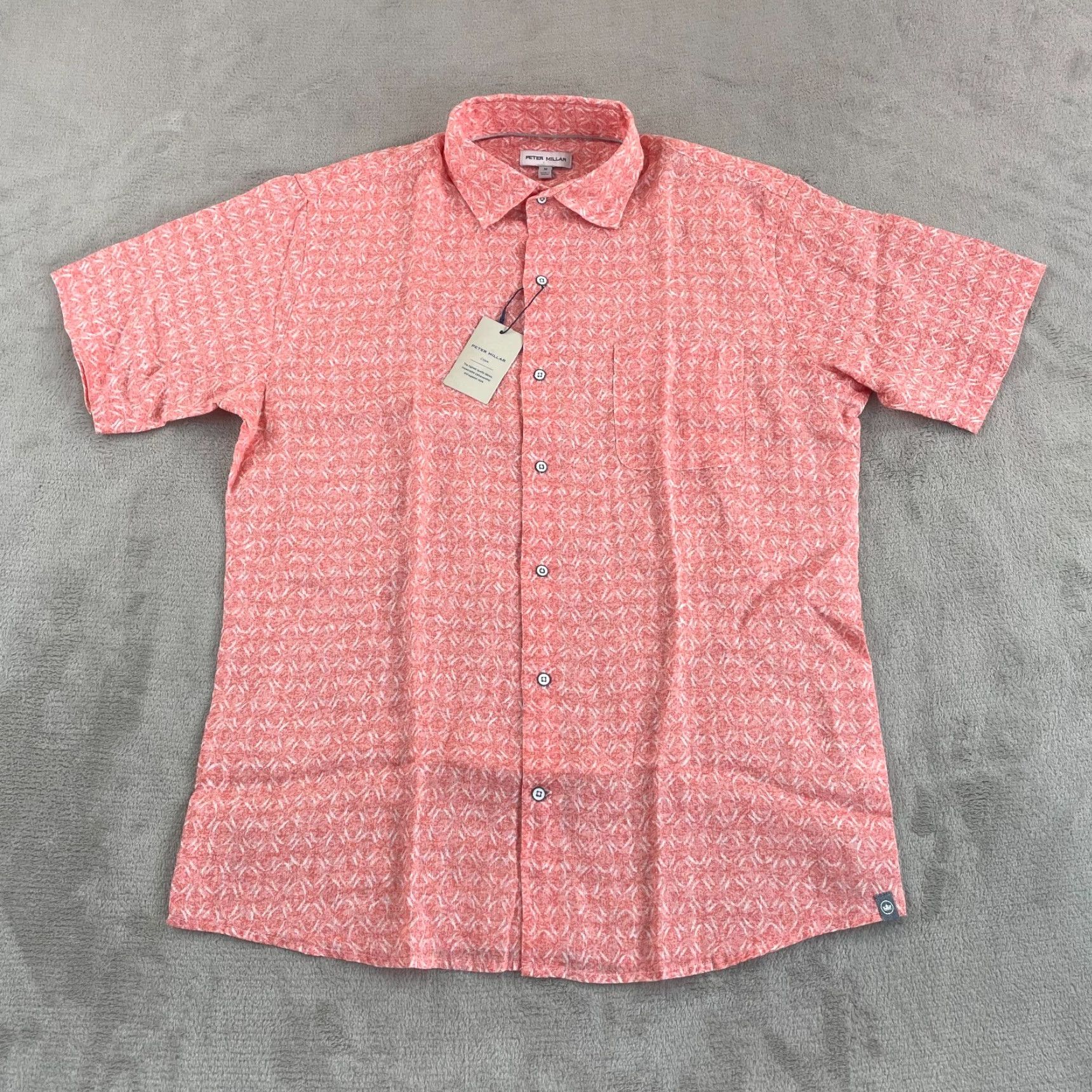 Peter Millar Peter Millar Shirt Men M Pink Linen Short Sleeve Rose NWT Geometric Classic Fit Button-Up 100% Linen Clay Rose Vintage No Mens Size US M / EU 48-50 / 2 - 5 Thumbnail