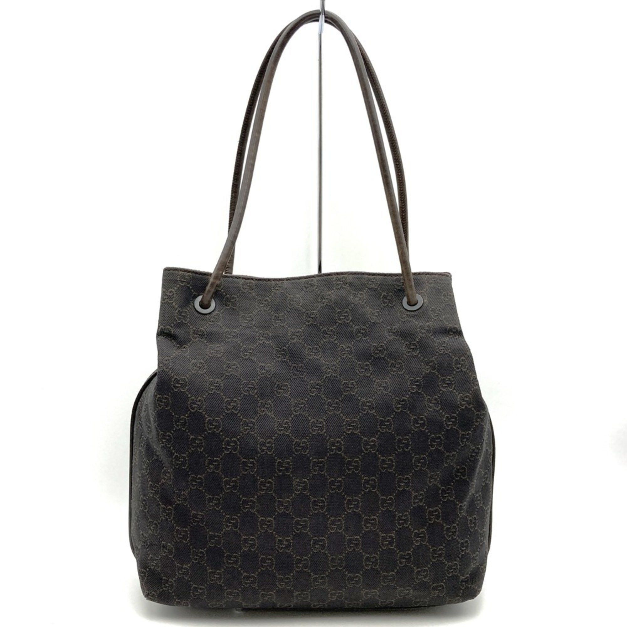 Gucci 101341 001998 Tote Bag Shoulder Brown GG Pattern Denim Leather Women's