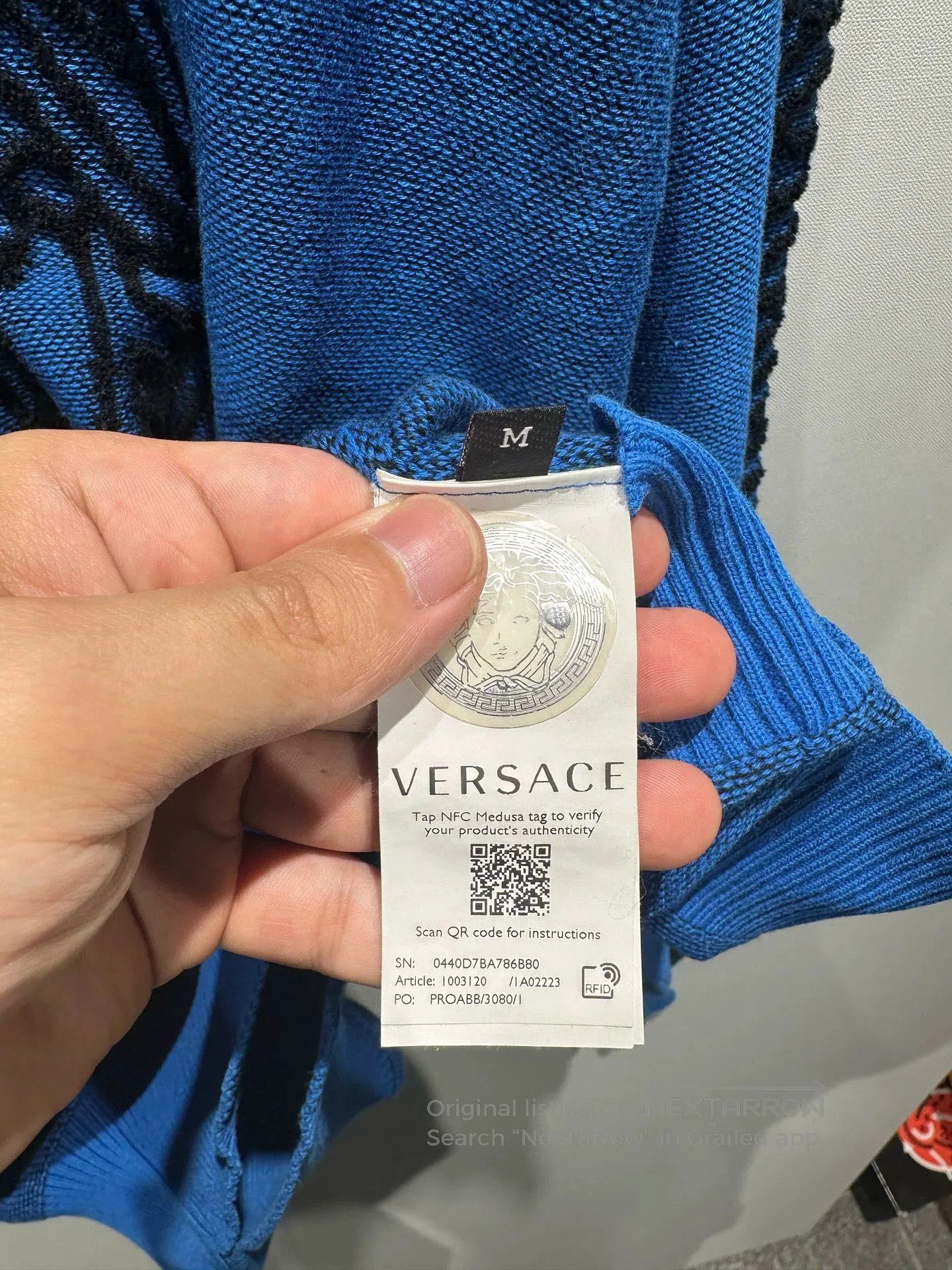 Versace VERSACE Medusa Logo Blue Sweater. Size US M / EU 48-50 / 2 - 3 Thumbnail