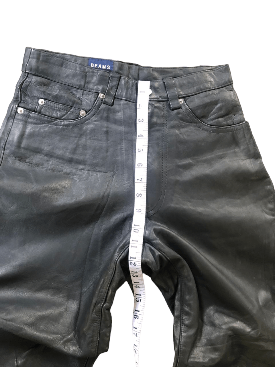 Beams Plus Rare💥Beams black Cowhide Leather Pants Size US 29 - 20 Thumbnail