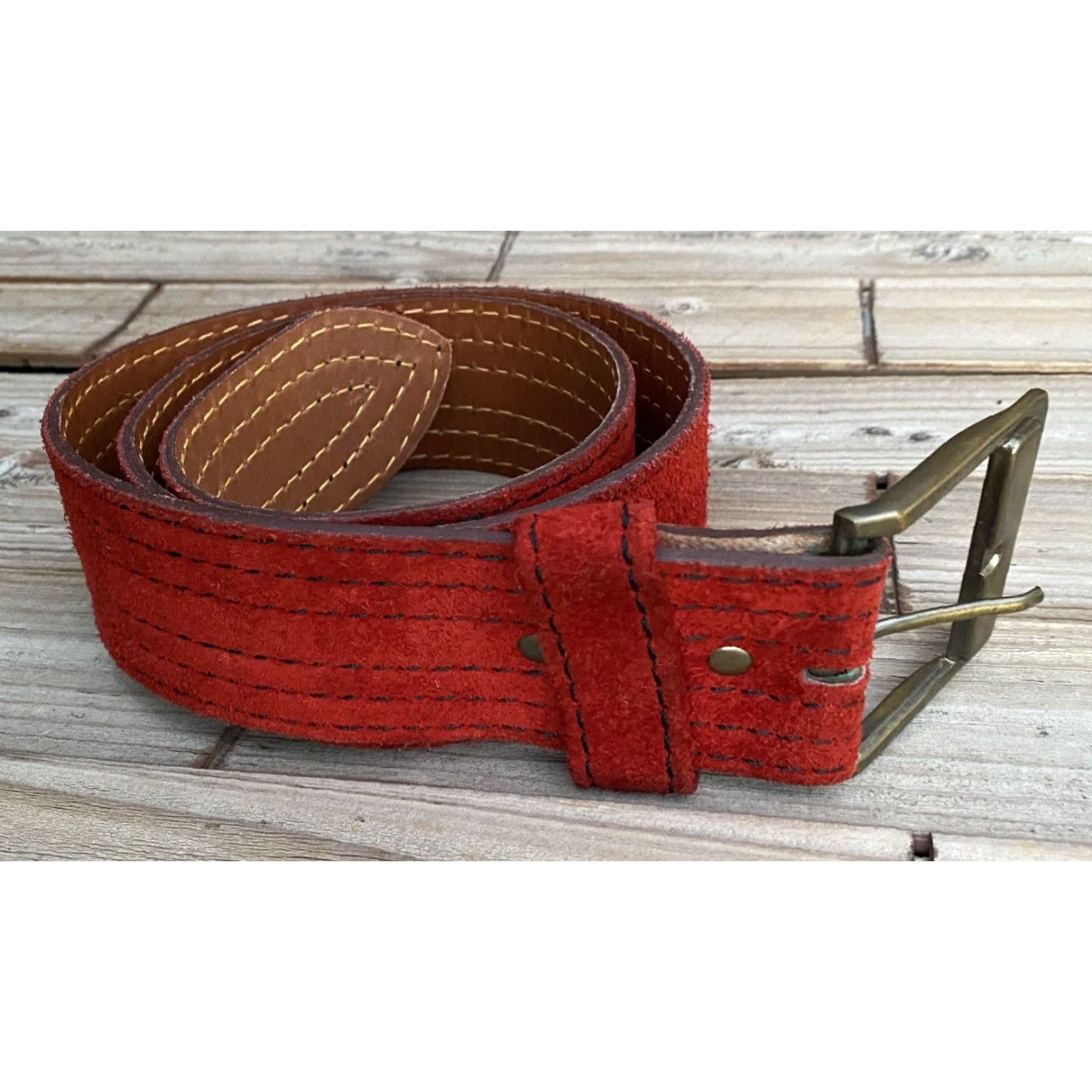 Vintage Vera Belt Red Suede Western Boho 70s 80s L Women Waist Belt Vintage Taiwan Slip-on Style Cowgirl Shirt Accessories Size ONE SIZE - 7 Thumbnail