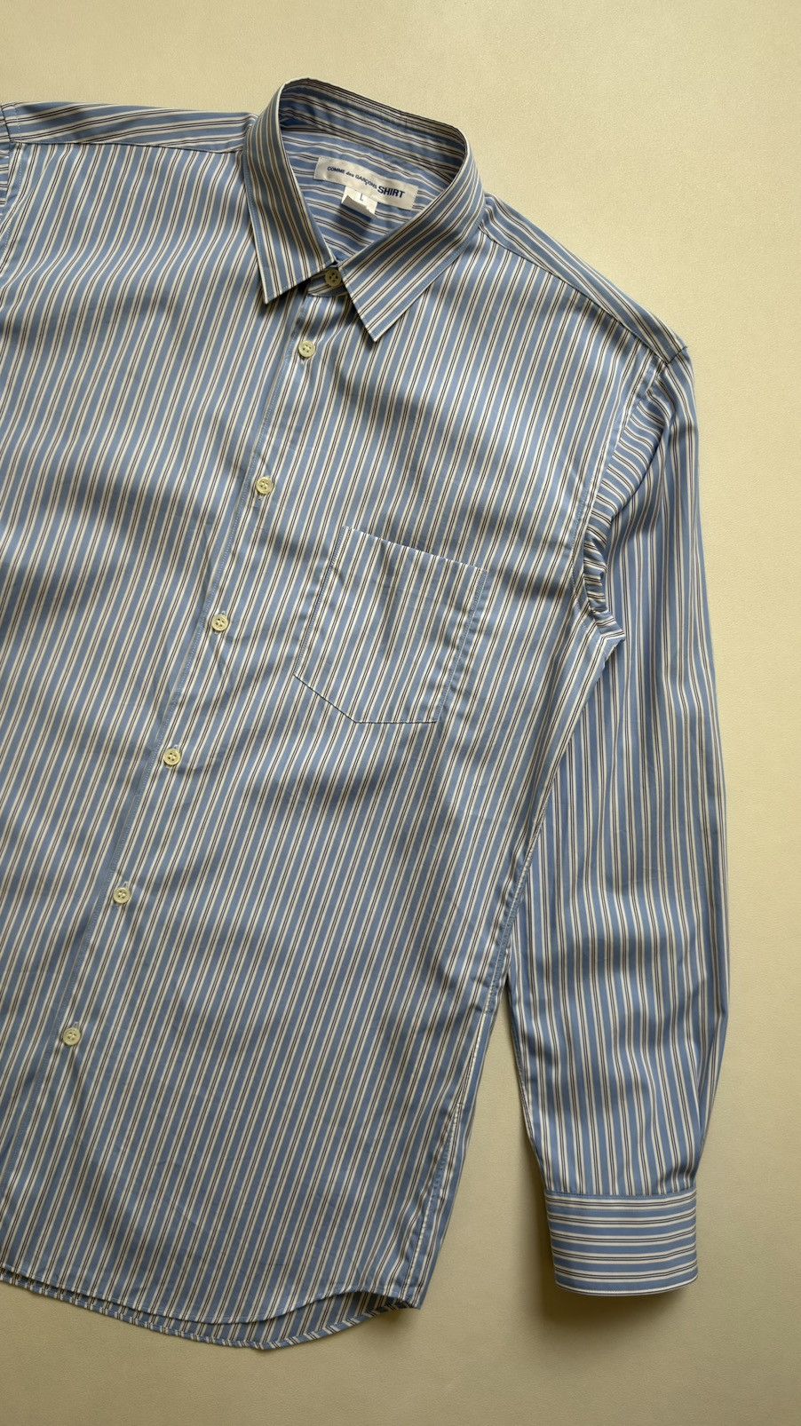 Comme des Garcons Blue/White Striped Cotton Shirt Size US M / EU 48-50 / 2 - 7 Thumbnail