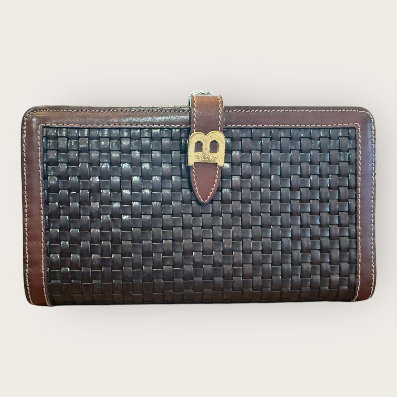 Bally Rare Vintage Bally Kisslock Woven Leather Wallet Size ONE SIZE - 1 Thumbnail