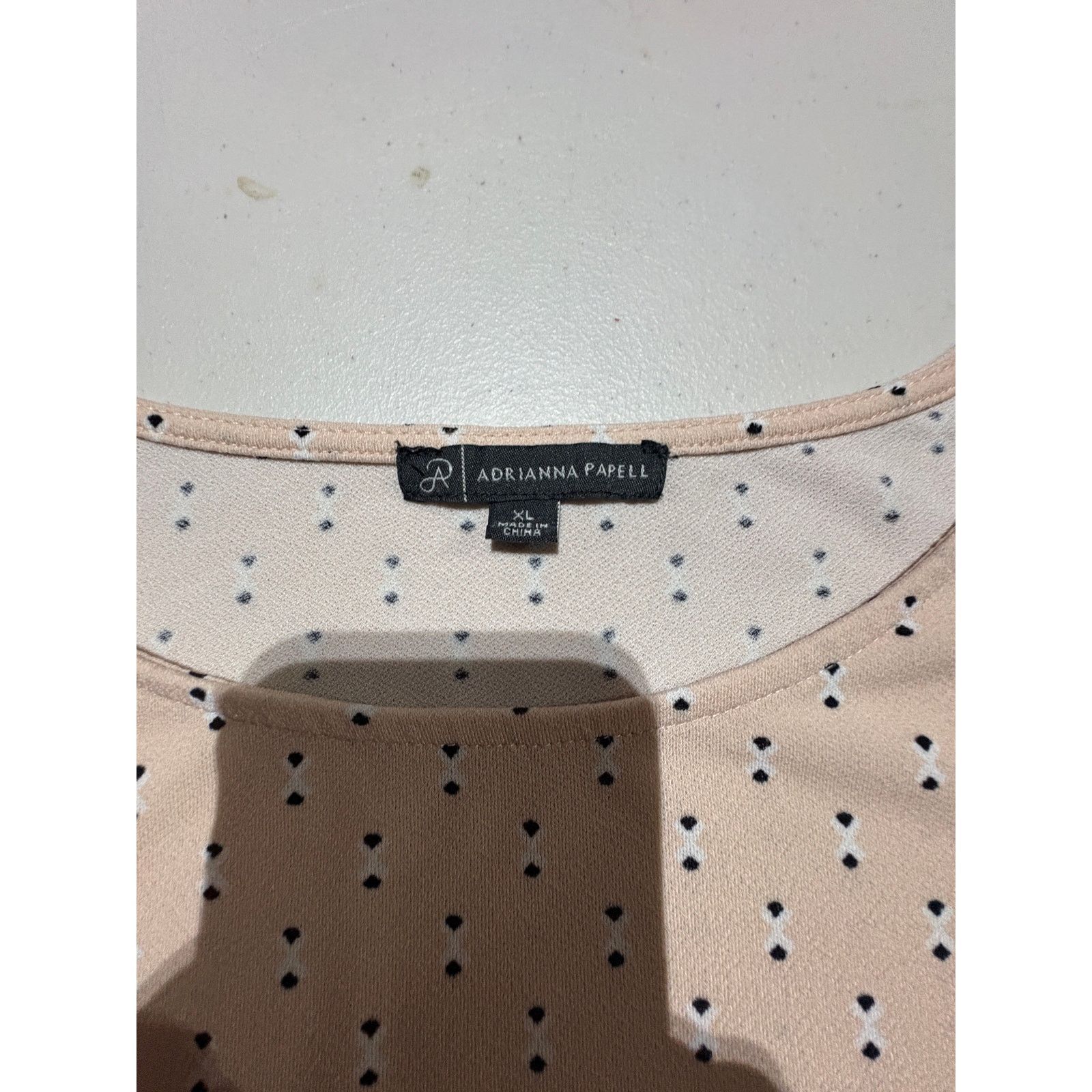 Adrianna Papell Adrianna Papell Women’s XL Blush Pink Polka Dot Blouse Size XL / US 12-14 / IT 48-50 - 3 Thumbnail