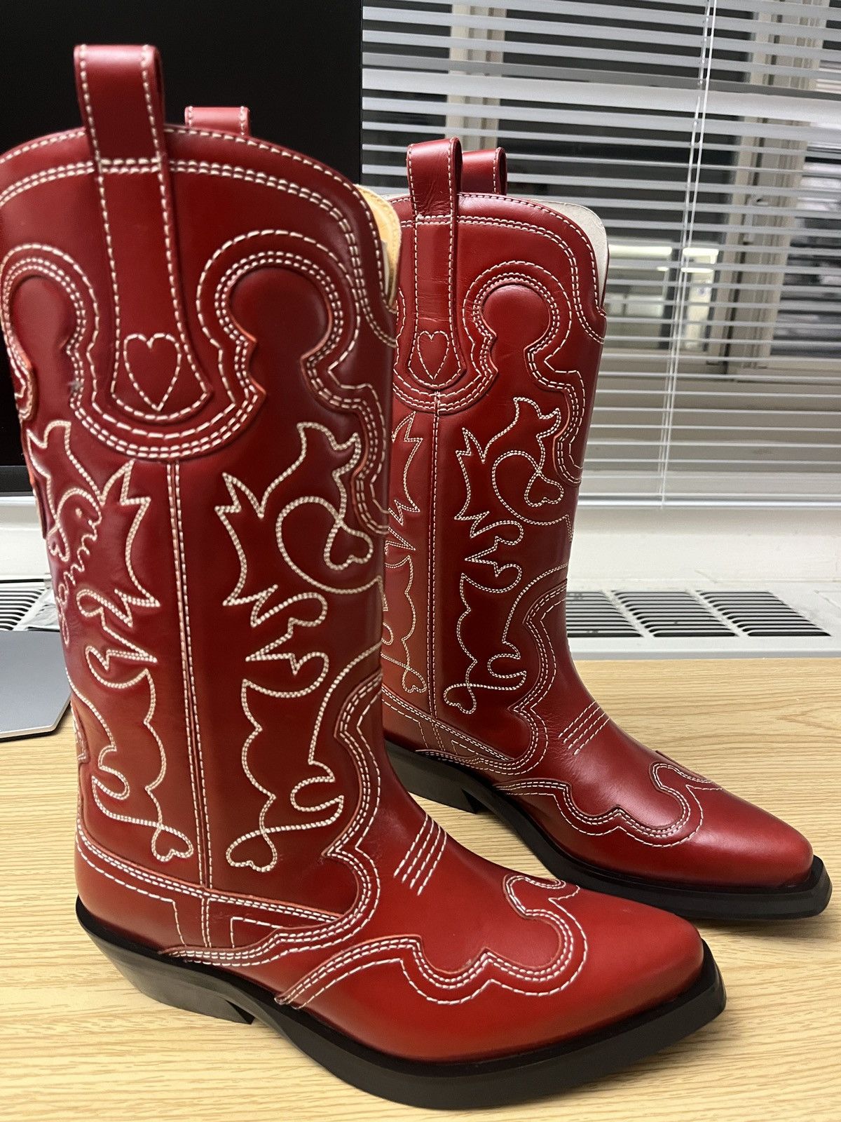Ganni Ganni cowboy boots western boots red burgendy Size US 6 / IT 36 - 2 Thumbnail