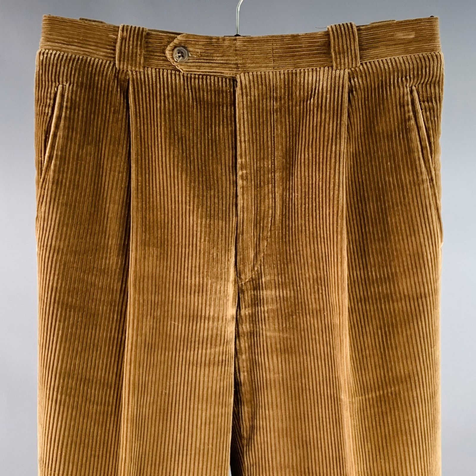 Wilkes Bashford Size 28 Brown Tan Corduroy Pleated Casual Pants Size US 28 / EU 44 - 2 Thumbnail