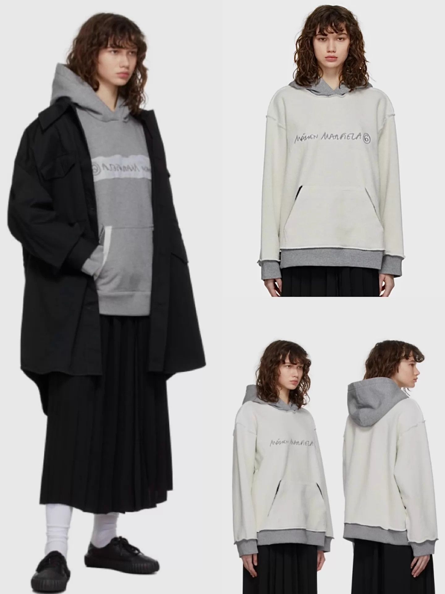 MM6 MM6 Maison Margiela F/W21 Fleece Hoodie Gray/Off-White S Size S / US 4 / IT 40 - 9 Thumbnail