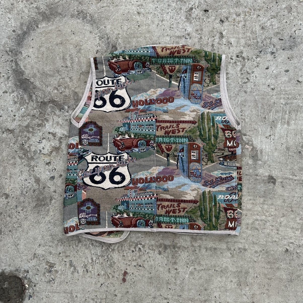 If Six Was Nine × Japanese Brand Vintage Tapestry Vest Rout 66 Hand Made Custom Moto Size US L / EU 52-54 / 3 - 2 Thumbnail
