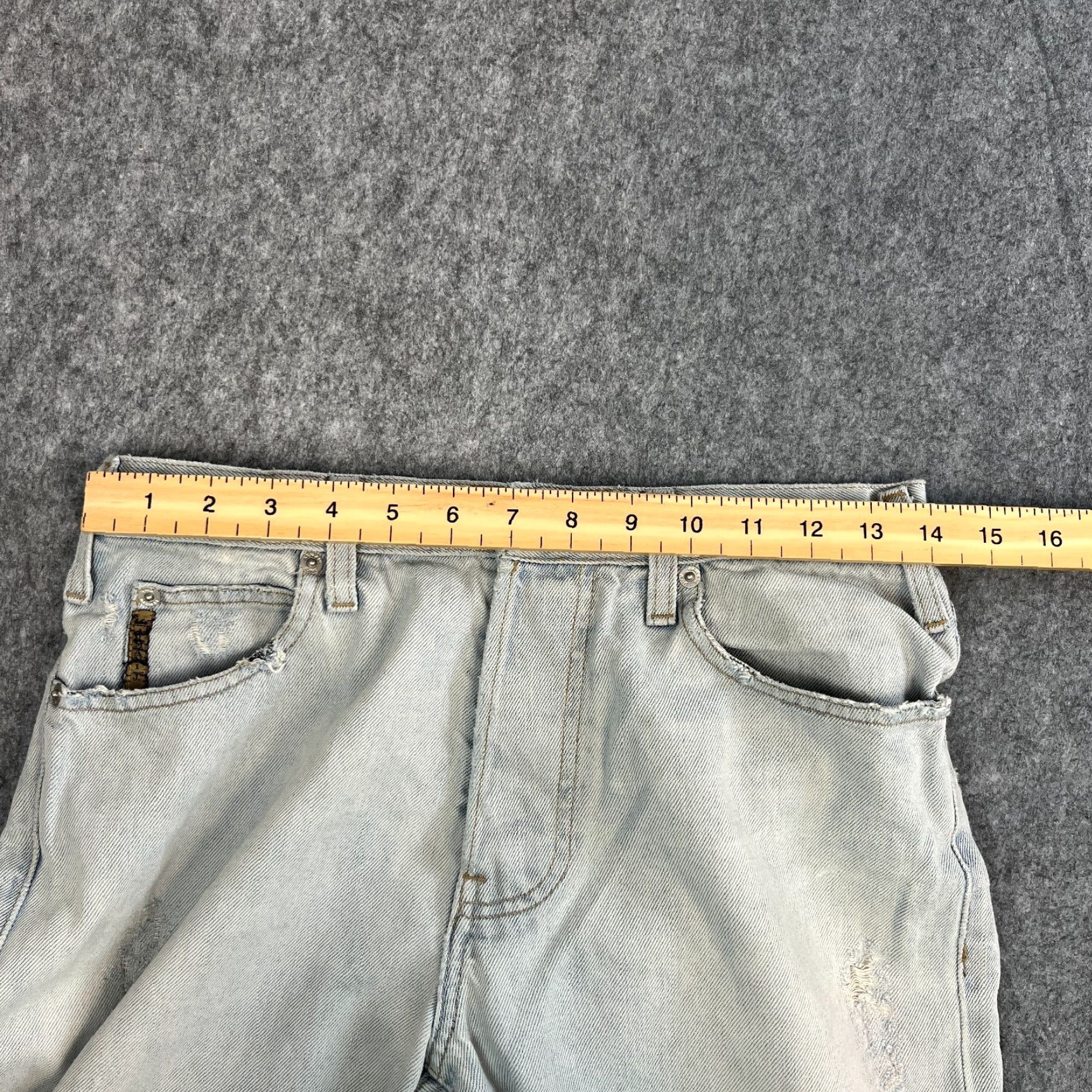 Vintage Armani Jeans Jeans Straight 28 32 Light Blue Distressed Button Fly Denim Cotton Regular Mens Jeans Size US 28 / EU 44 - 7 Thumbnail