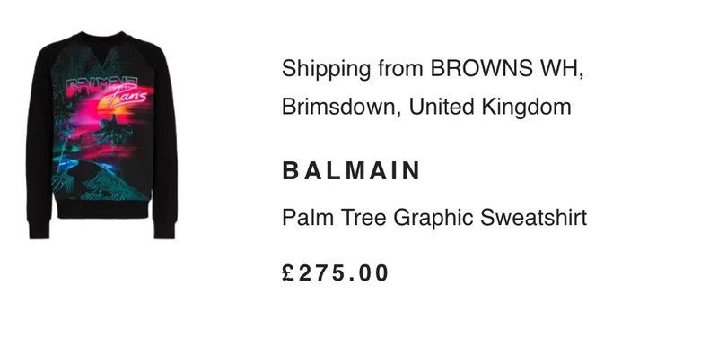Balmain Balmain Men's Palm Tree Graphic Sweatshirt Size S Size US S / EU 44-46 / 1 - 7 Thumbnail