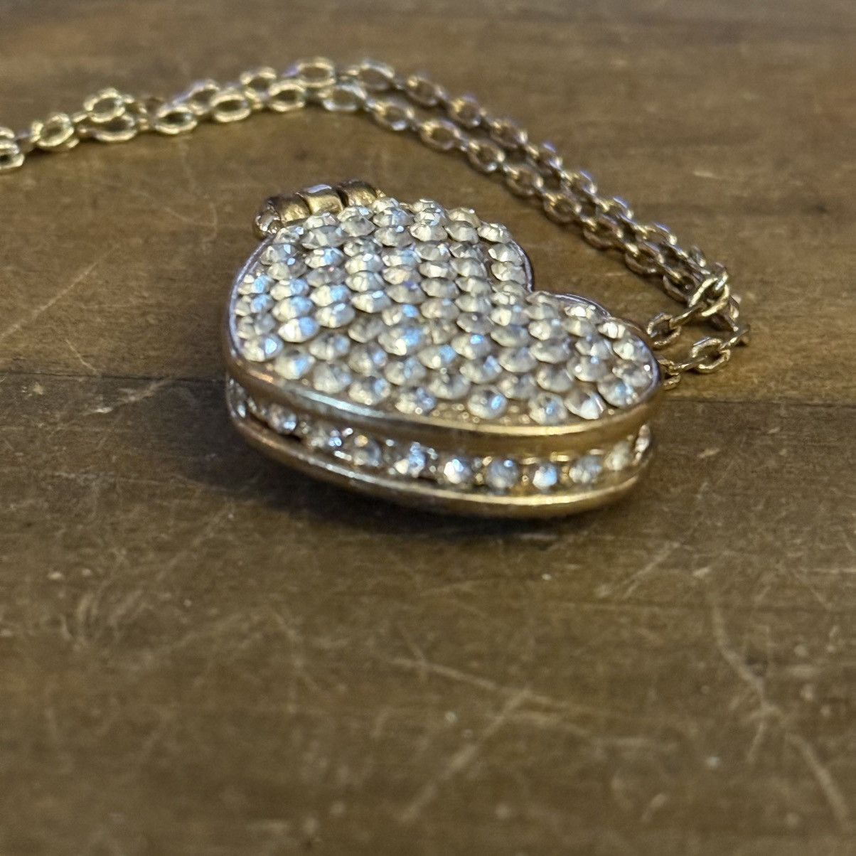 Other Long gold tone pave heart locket pendant necklace Size ONE SIZE - 2 Thumbnail