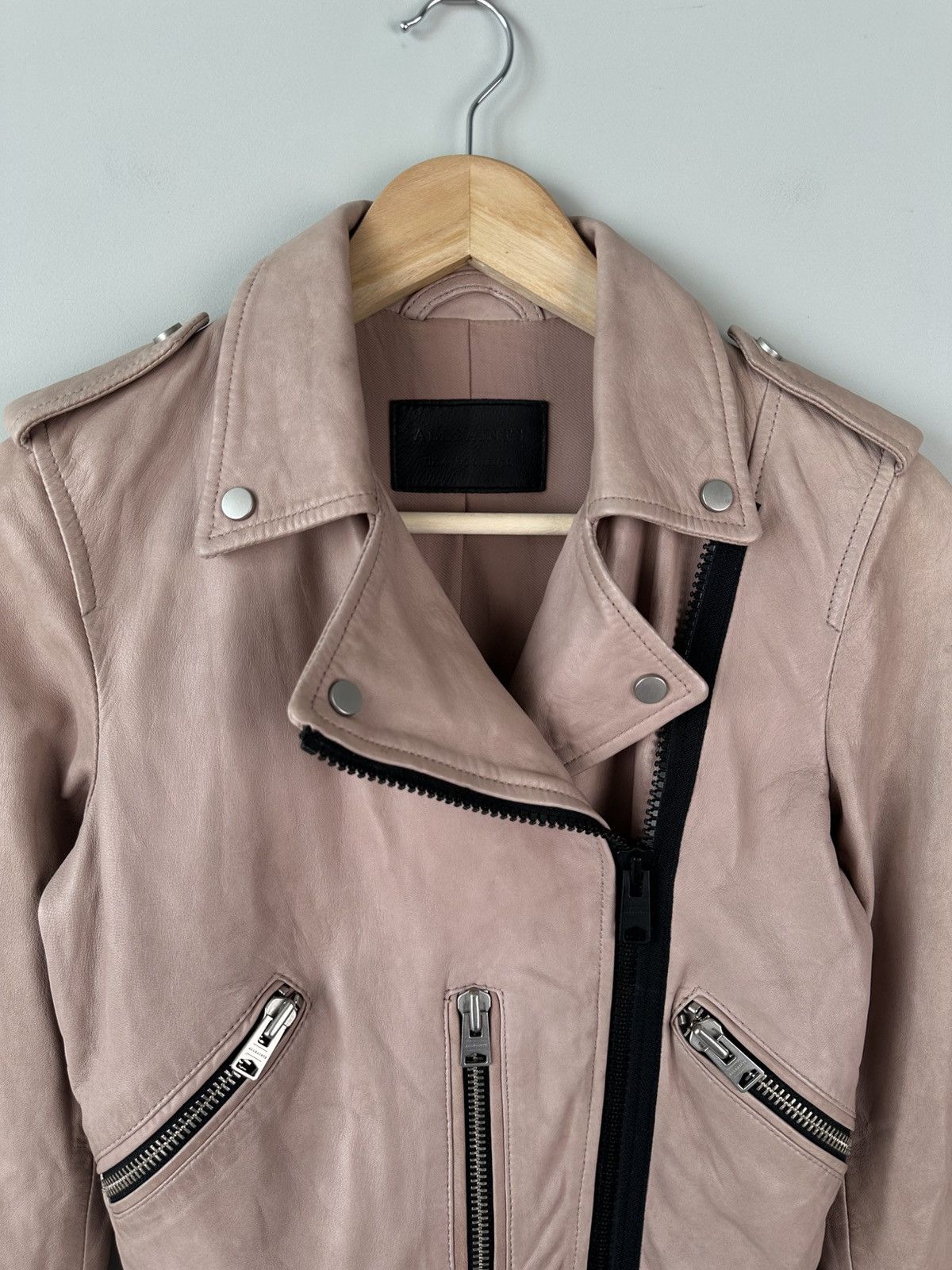 Allsaints AllSaints Wyatt Zip Biker Asymmetrical Leather Jacket Womens Size XS / US 0-2 / IT 36-38 - 4 Thumbnail