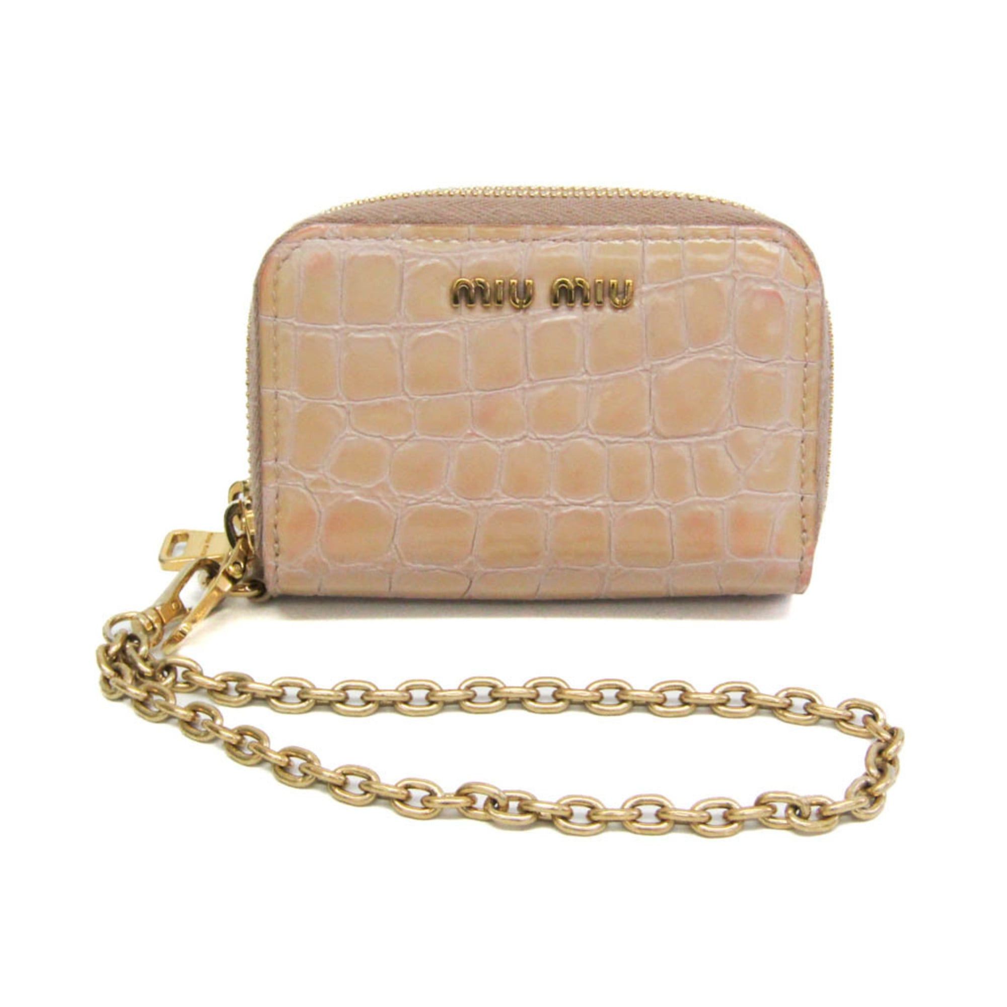 Miu Miu Miu Miu Double Zipper 5MC078 Leather Card Case Pink Beige Size ONE SIZE - 1 Thumbnail