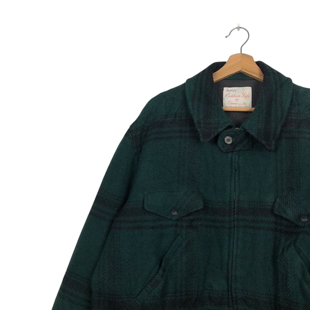 Edwin Vintage Wool Zipper Jacket Edwin Tokyo Fabric Tartan Design Size US L / EU 52-54 / 3 - 8 Thumbnail