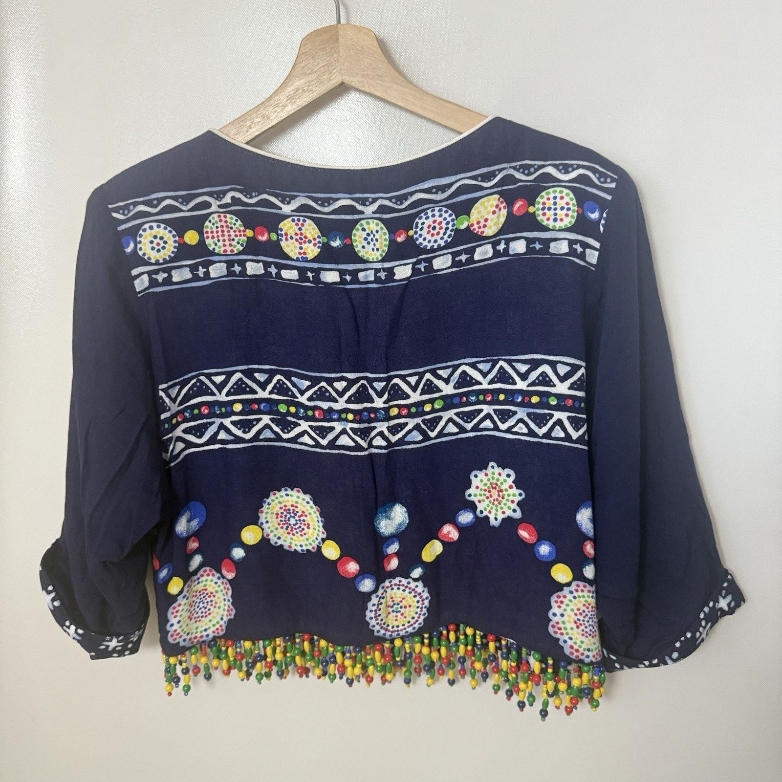 Other Platinum Dorothy Schoelen Blue Beaded Lagen Art Crop Blazer Size S / US 4 / IT 40 - 2 Thumbnail