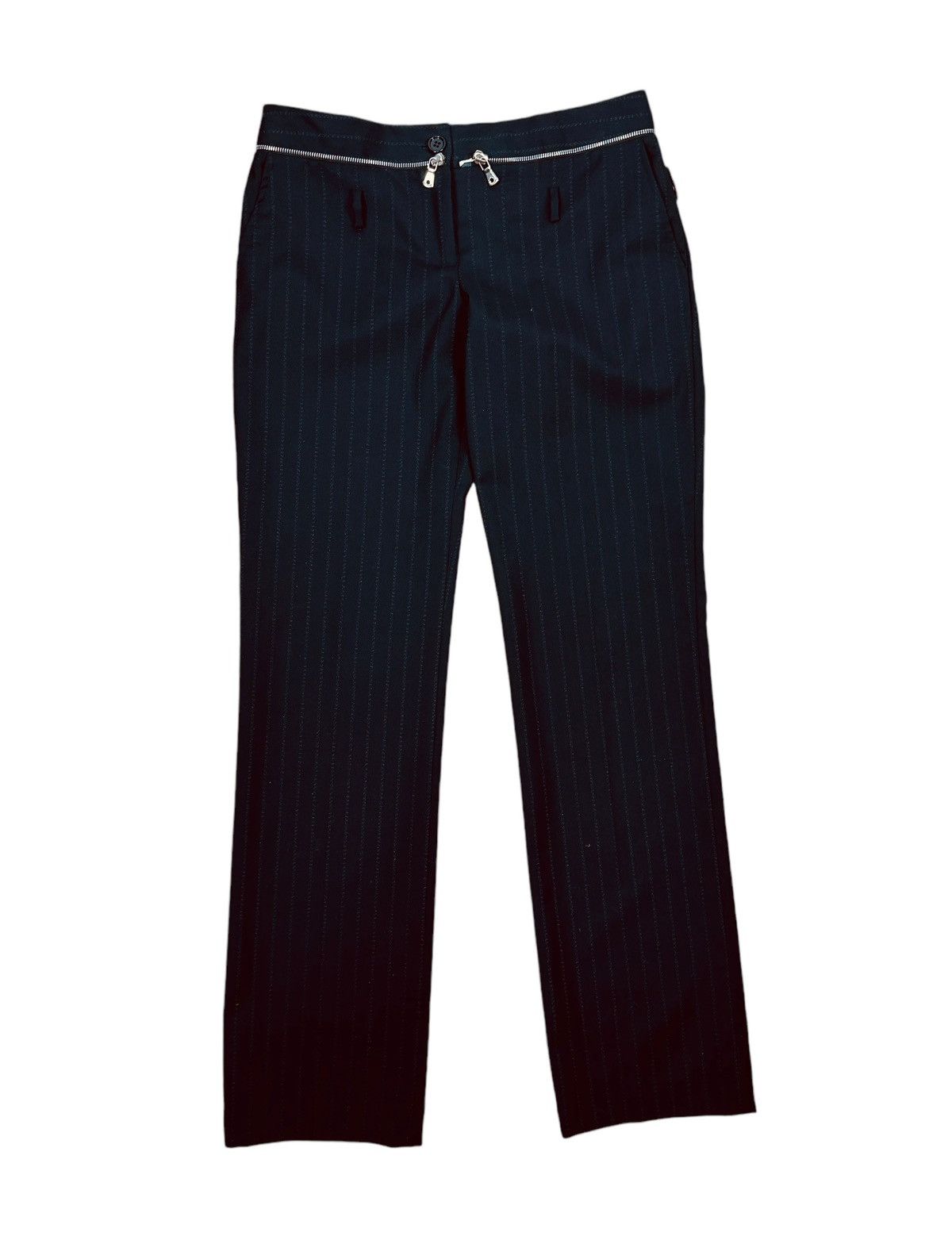 Dolce & Gabbana × Vintage Dolce & Gabbana Striped Dress Pants Virgin Wool Zips Decor Size 26" / US 2 / IT 38 - 8 Thumbnail
