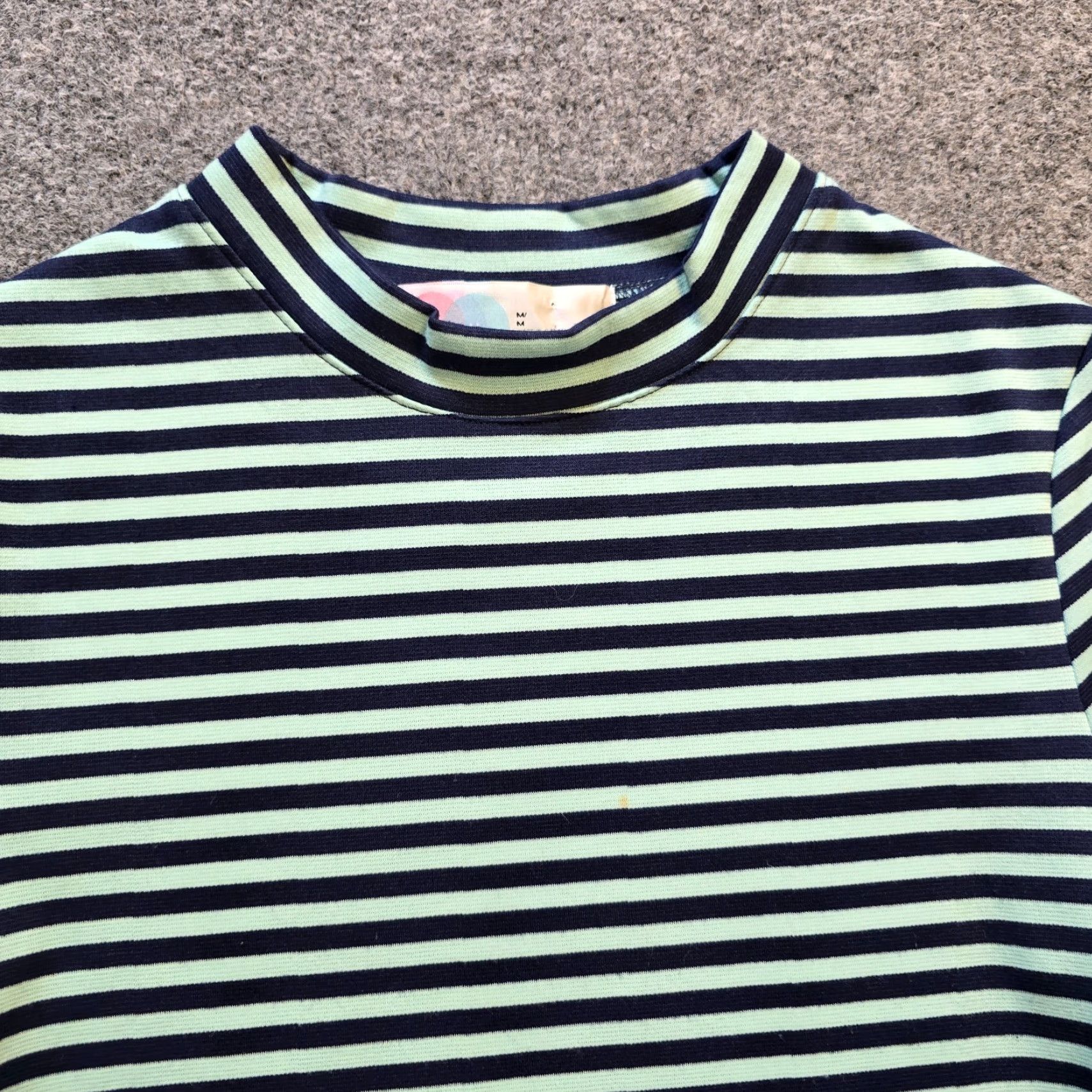 Free People Free People Dress Women Medium Blue Striped A-Line Short Sleeve Casual Stretch 90s Green/Blue Pattern Knit Polyester Dress Length Short Size M / US 6-8 / IT 42-44 - 2 Thumbnail