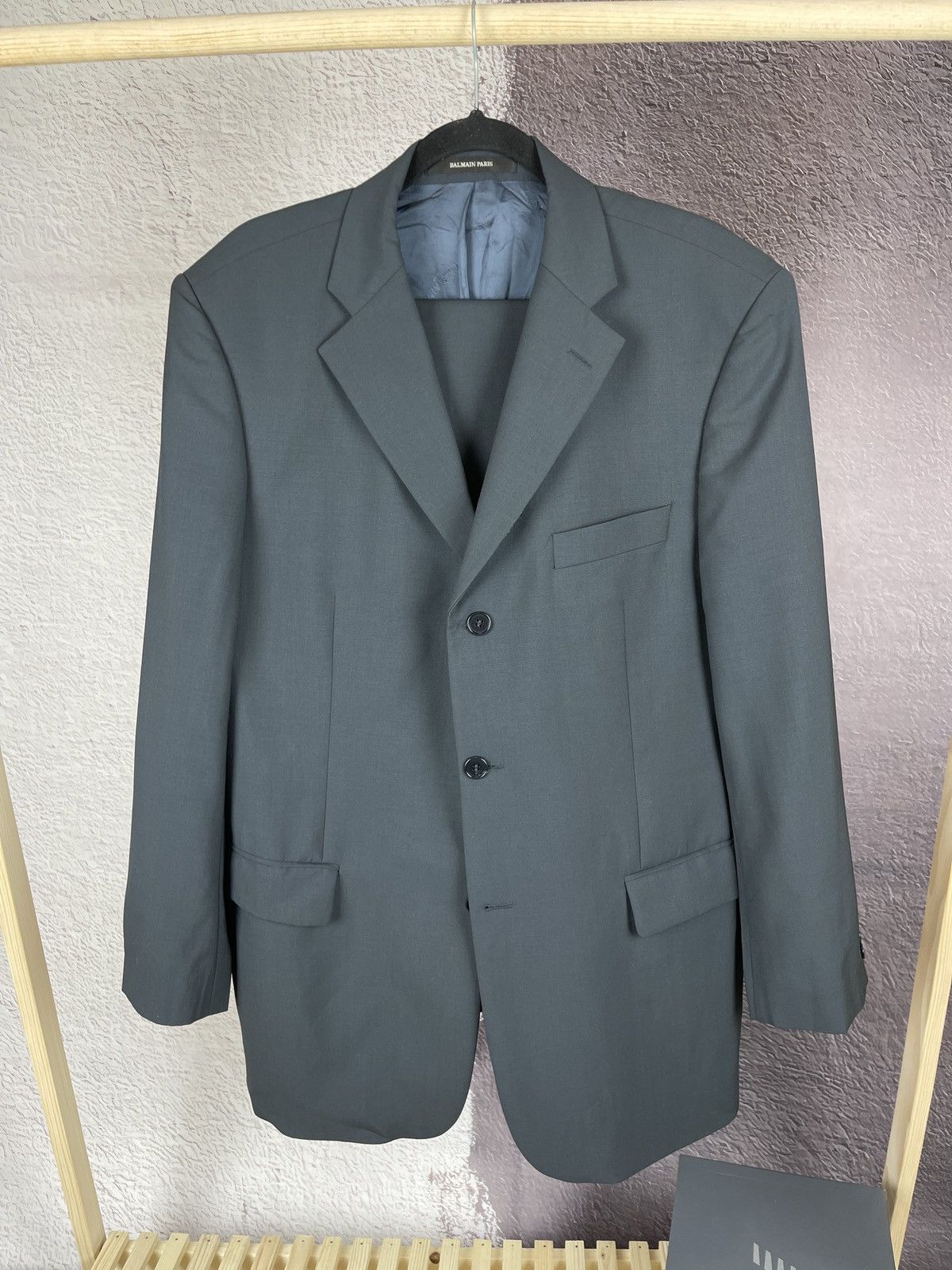 Balmain Balmain Paris Wool Suit Grey 3 Button Single Breasted 2 Pcs Size 42R - 1 Thumbnail