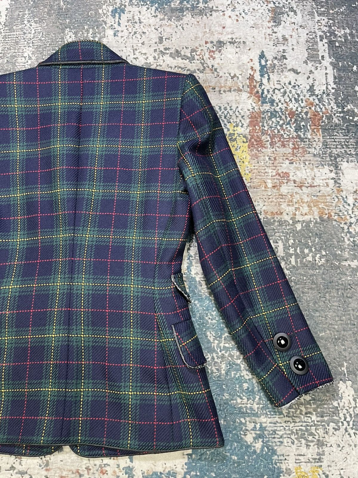Yves Saint Laurent Yvest Saint Laurent Multicolor Plaid Blazer Jacket Size XXS / US 00 / IT 34 - 6 Thumbnail