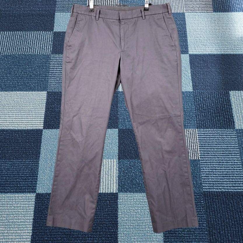 Bonobos Bonobos Pants Mens 35x30 Gray Straight Fit Chino Flat Front Trouser Zip Fly Size US 35 - 1 Thumbnail