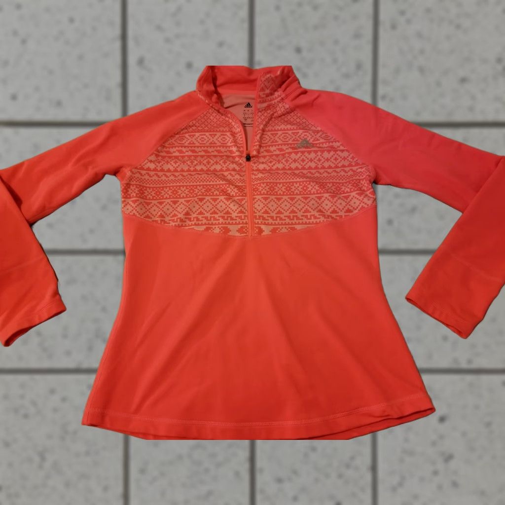 Adidas adidas Womens Half Zip Sweatshirt Orange Athletic Pullover Sweatshirt L Regular Zip Activewear Womens Adidas Athletics Athletic Shirt Size L / US 10 / IT 46 - 1 Thumbnail