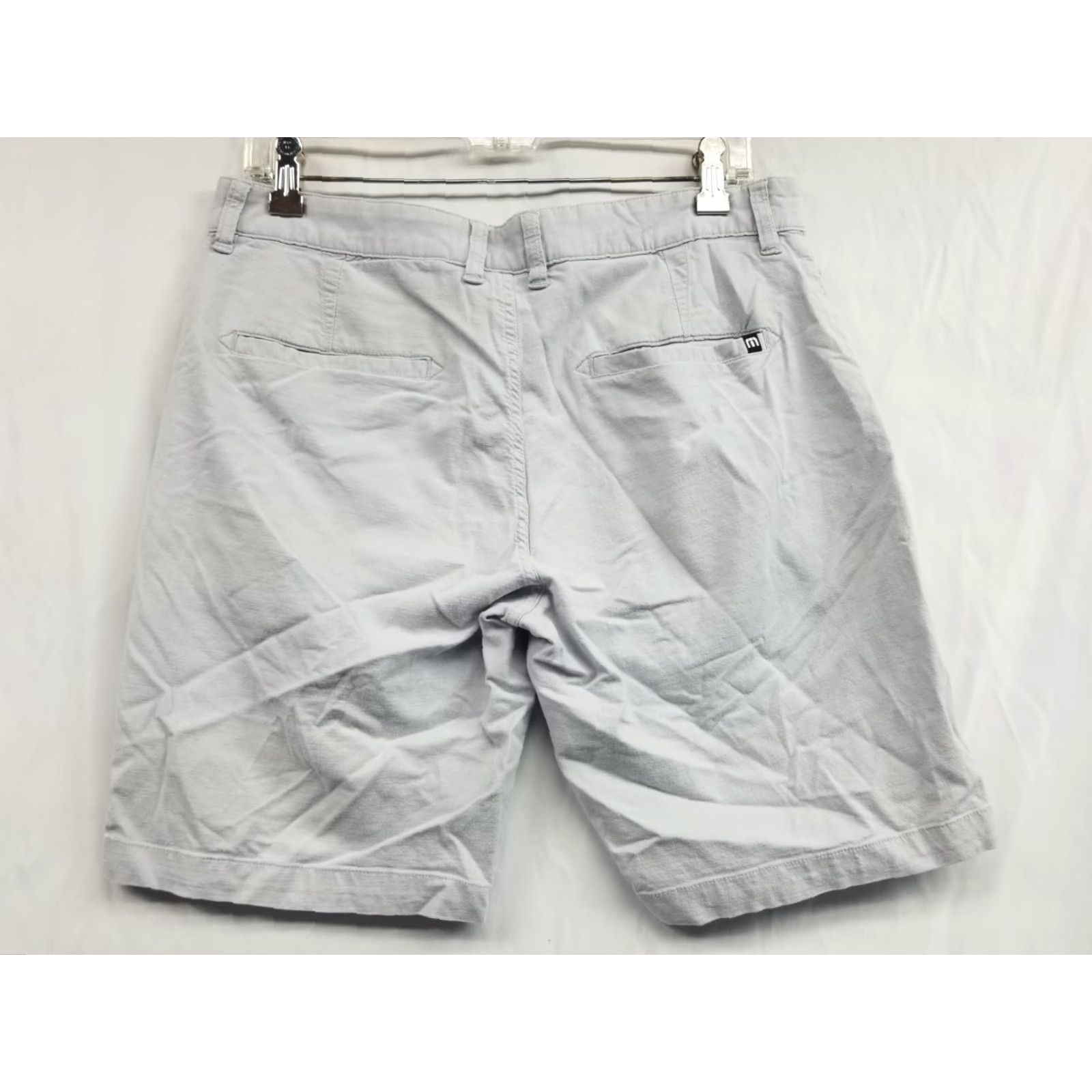 TravisMathew Travis Mathew Shorts Mens 33 Gray Lightweight Chino Casual Golf Active Regular Inseam 11in Logo Front Flat Front Pattern Solid Size US 33 - 2 Thumbnail