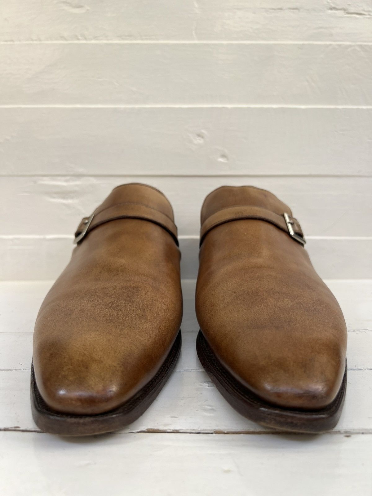 Crockett & Jones Crockett & Jones Portman Brown Leather Monk Strap Shoes Size US 8 / EU 41 - 5 Thumbnail