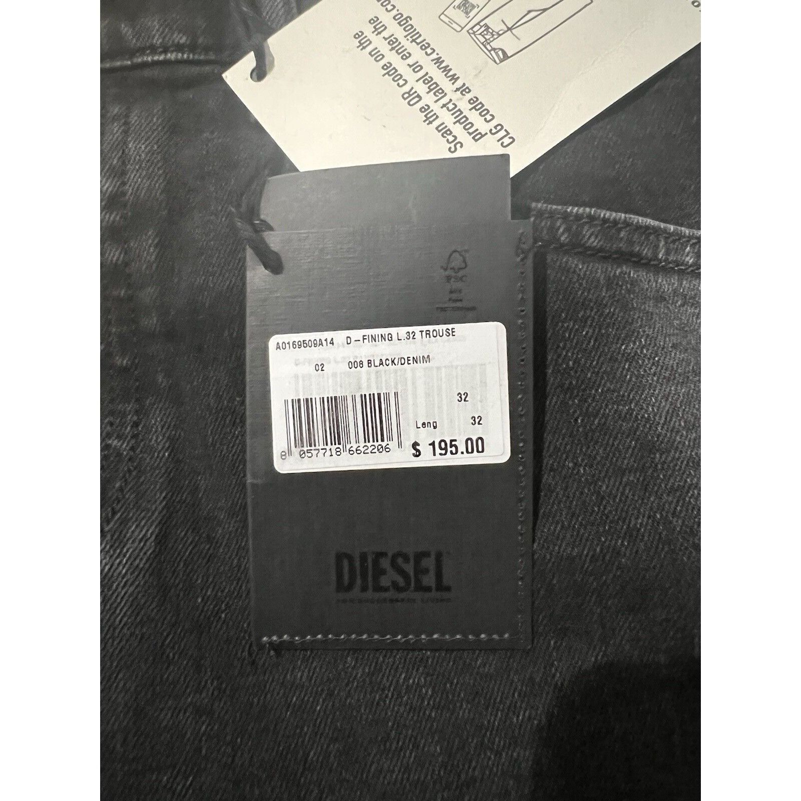 Diesel Diesel Mens D-Fining Tapered Jeans 09A14 Black Size 32/32 Size US 32 / EU 48 - 8 Thumbnail