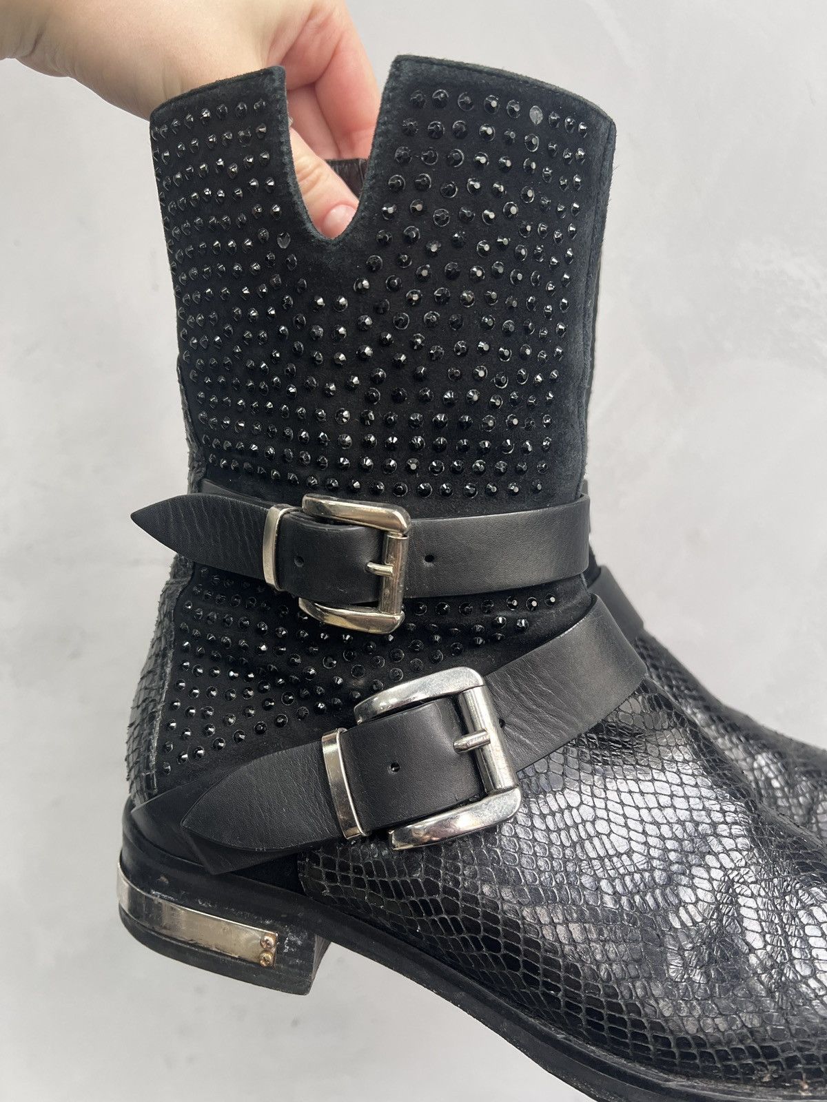Hedi Slimane Black Studded Biker harley davidson Boots Leather Y2K Size US 7.5 / EU 40-41 - 5 Thumbnail