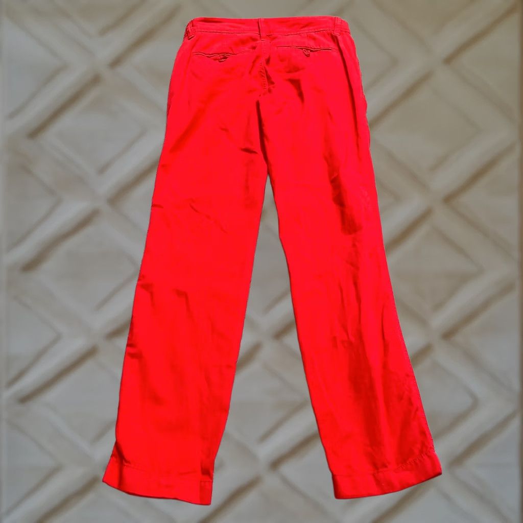 J.Crew J.CREW Chino Pants Womens 00 Solid Red Mid Rise Cotton Casual Classic Work 28x28 Size 24" / US 00 / IT 34 - 1 Thumbnail