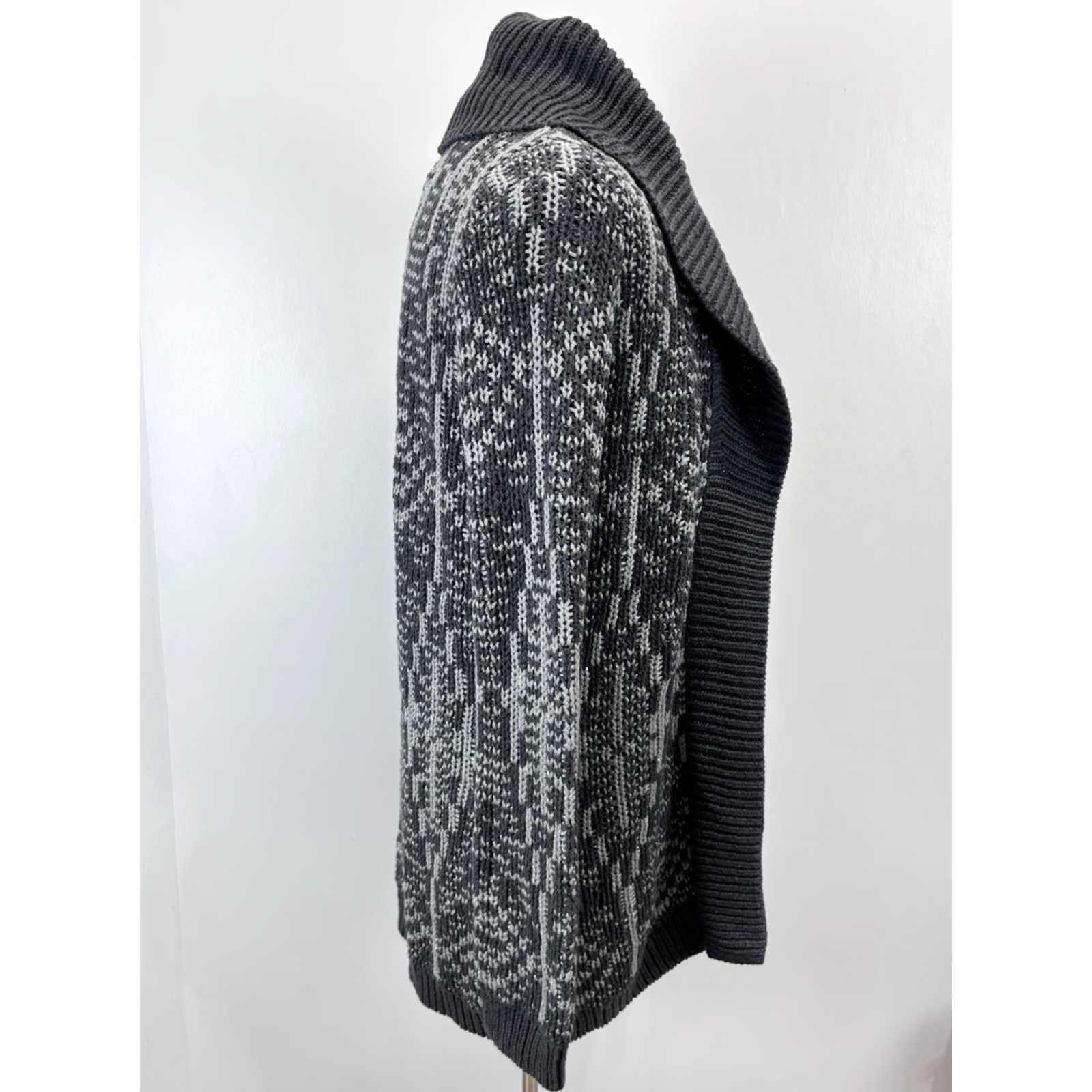 Talbots Talbots Cardigan Women Small Grey Silver Open Shawl Collar Knit Sweater Fair Isle Long Sleeve Casual Fall Winter Spring Womens Size S / US 4 / IT 40 - 4 Thumbnail
