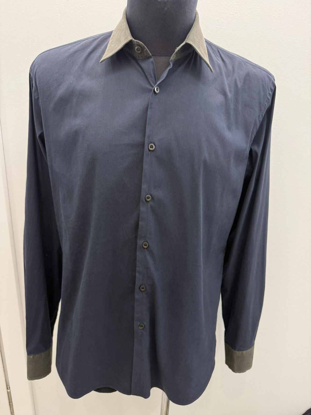 Prada Prada Two Tone Cotton Button Up Shirt Size US L / EU 52-54 / 3 - 3 Thumbnail