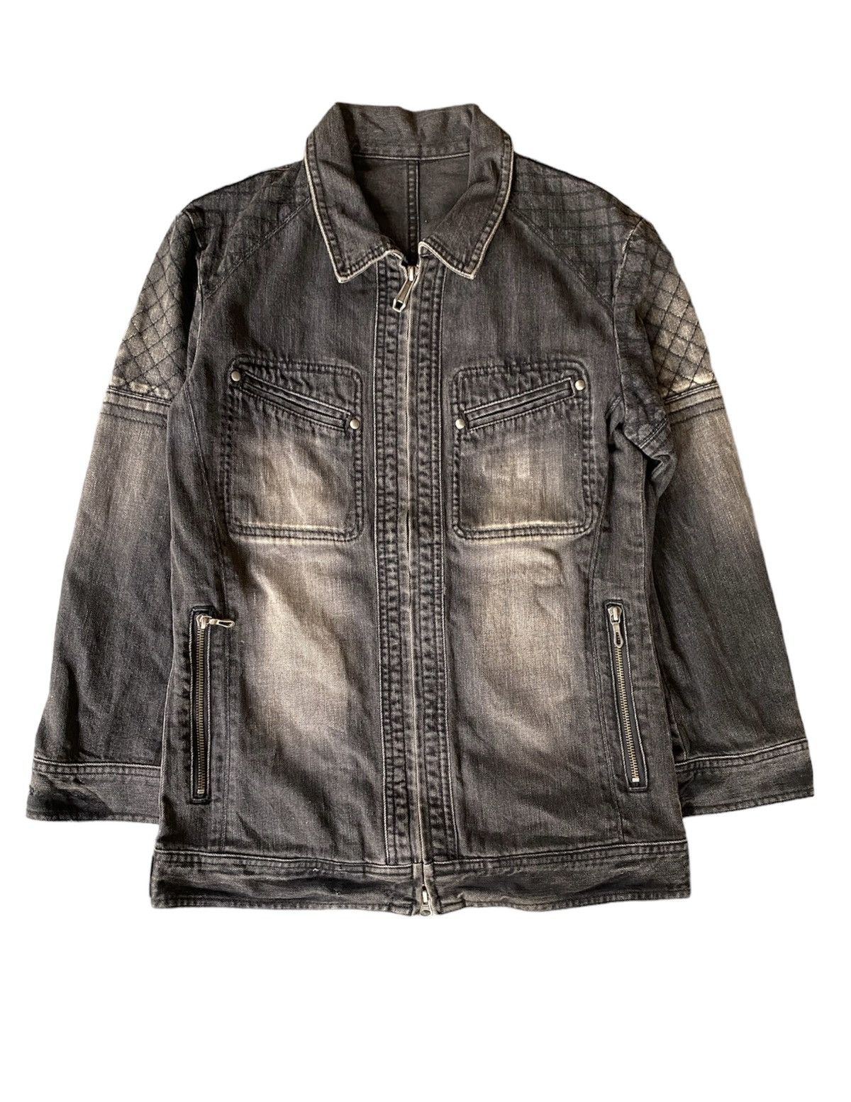 5351 POUR LES HOMMES Diamond stitch faded detailing wash denim Jacket Size US M / EU 48-50 / 2 - 1 Thumbnail