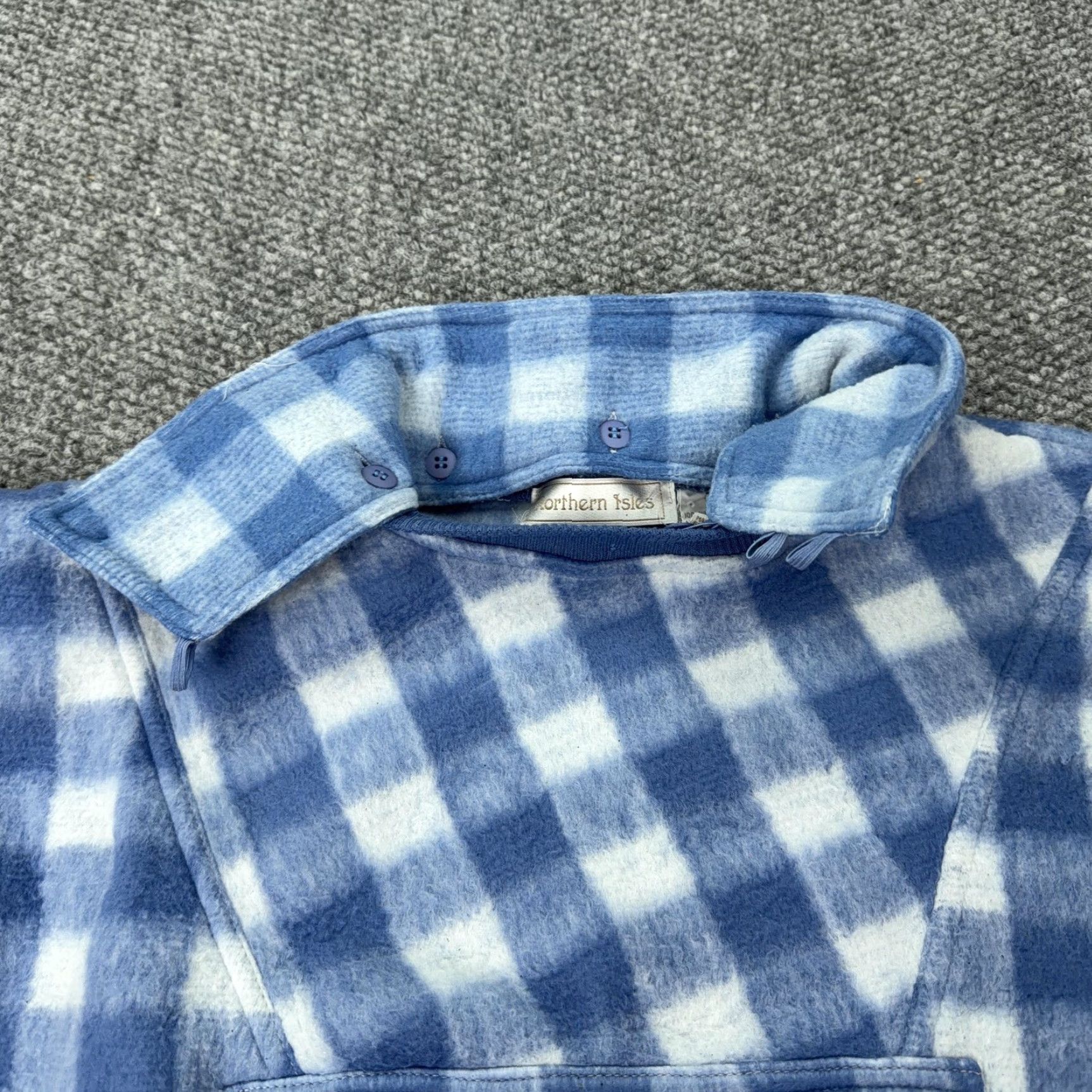 Vintage VINTAGE Northern Isles Pullover Womens Small Blue White Fleece Gingham Check Mock Neck Sweatshirt Size S / US 4 / IT 40 - 5 Thumbnail