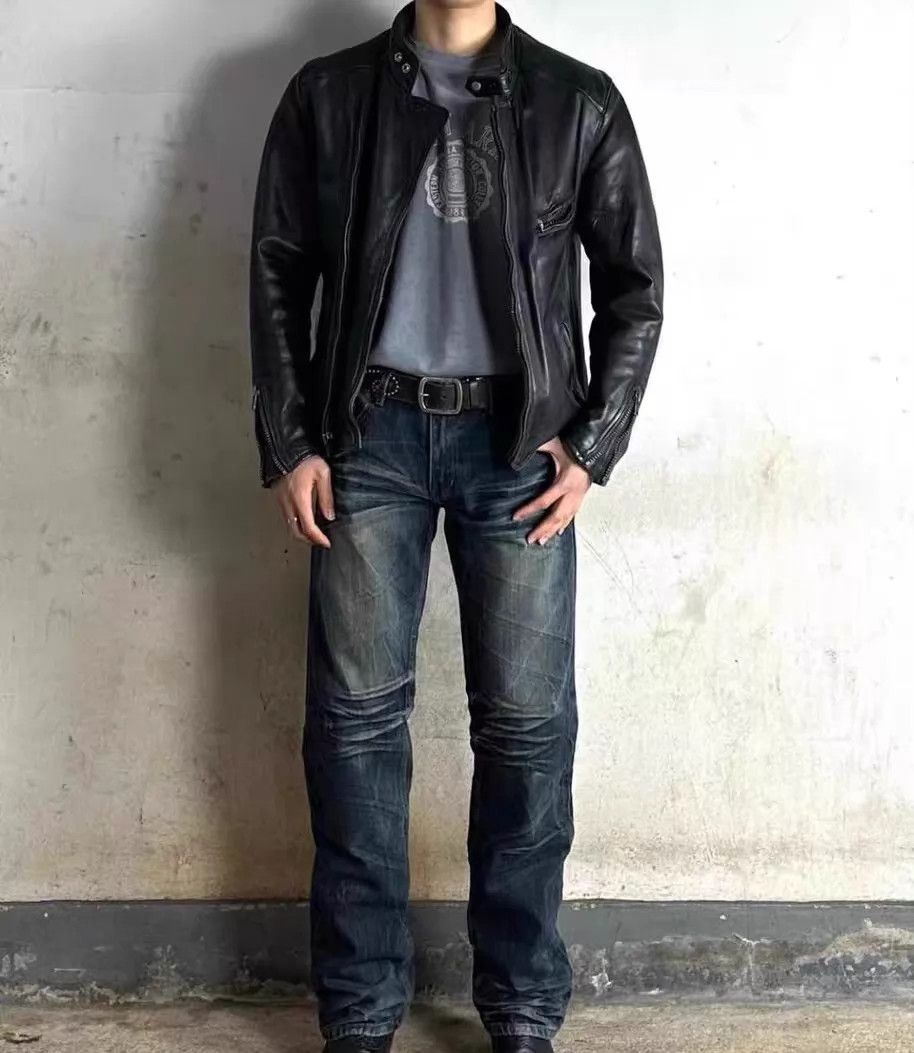Harley Davidson Harley 80s Cowhide Distressed Heavy Leather Jacket L Size US L / EU 52-54 / 3 - 8 Thumbnail