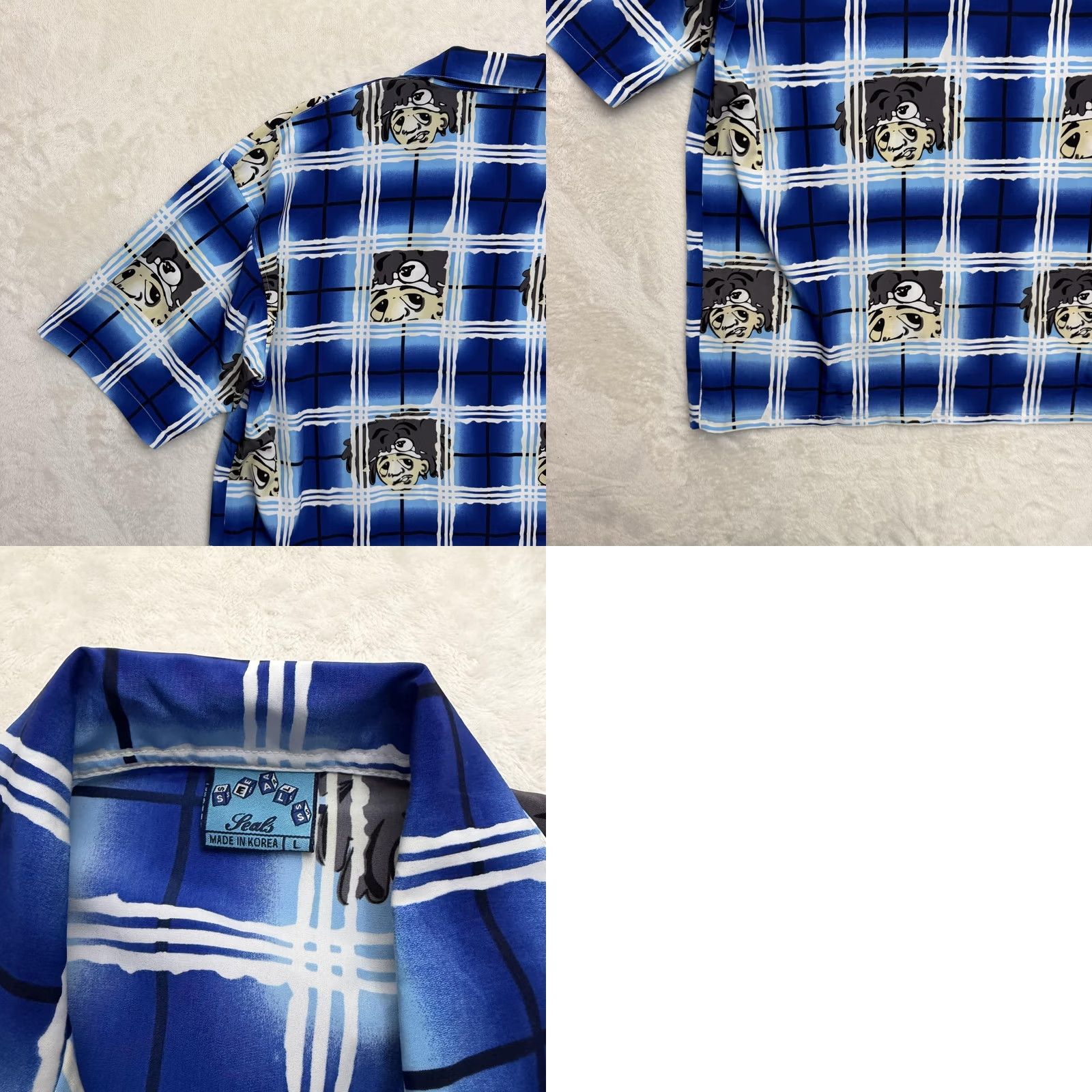 Vintage VINTAGE Seals Shirt Mens L Blue Cartoon Stussy Camp Button Up Korea Y2K Size US L / EU 52-54 / 3 - 9 Thumbnail