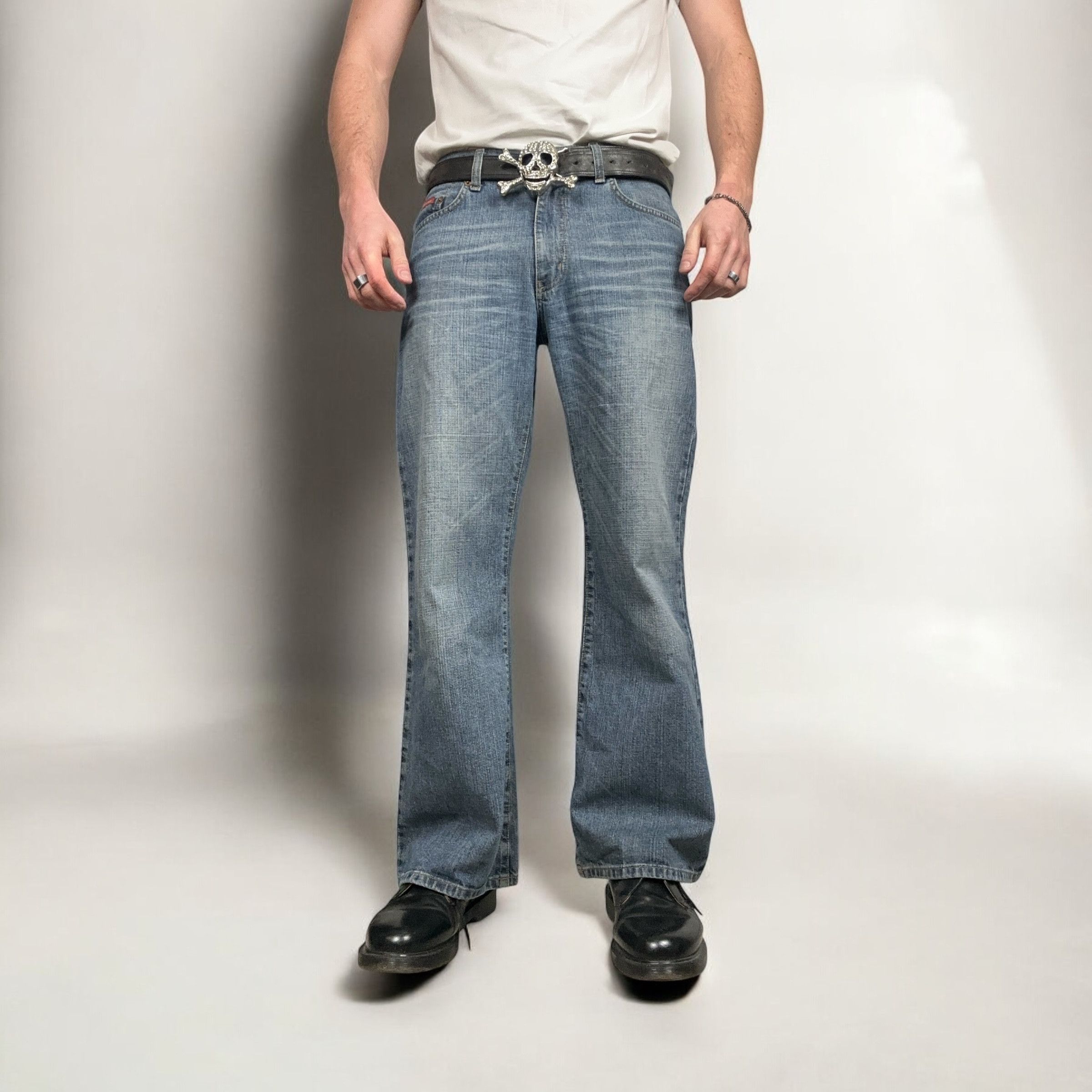 Japanese Brand × Vintage Vintage y2k Baggy Flare Denim Pants Jeans Bootcut Mudwash Size US 31 - 2 Thumbnail