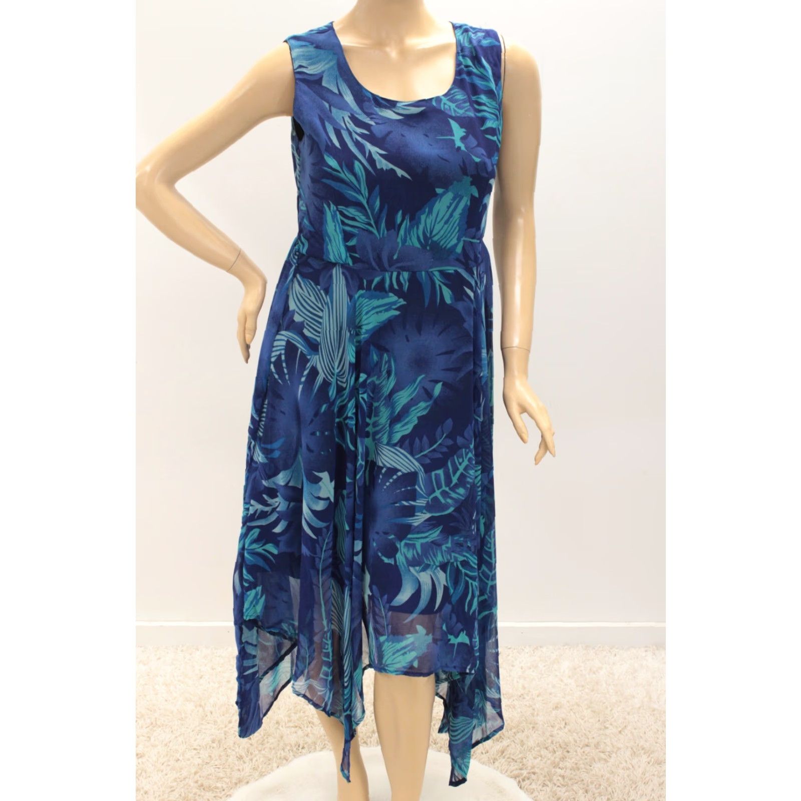 Vintage Expressions Dress Women's Medium Blue Floral Fairycore Maxi Lined Whimsical Size M / US 6-8 / IT 42-44 - 2 Thumbnail