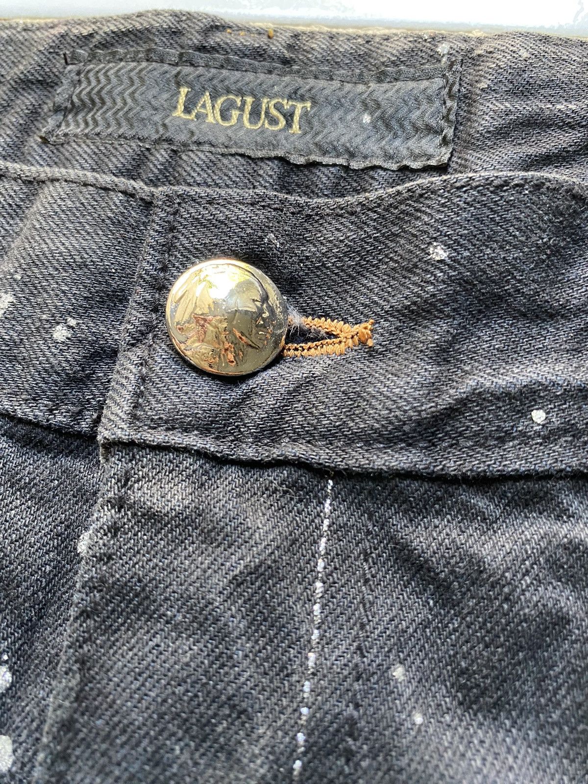 If Six Was Nine × Japanese Brand × Le Grande Bleu (L.G.B.) Vintage Lagust stone wash painted studed denim Size US 33 - 4 Thumbnail