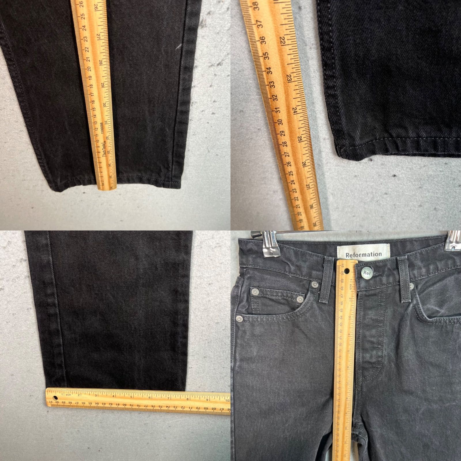Reformation Reformation Jordy Kick Flare Jeans Black Size 24 Cotton Blend Denim Womens Size 42" / US 20 - 8 Thumbnail