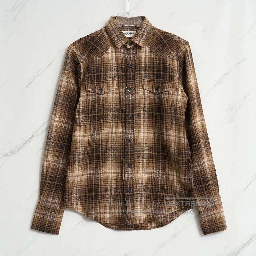 Saint Laurent Paris Saint Laurent Men's Plaid Long-Sleeve Shirt. Size US M / EU 48-50 / 2 - 1 Thumbnail