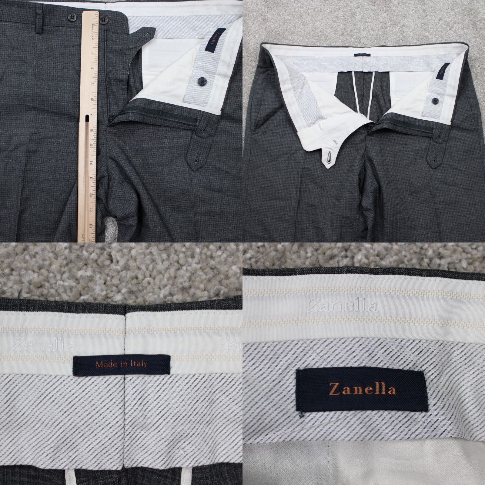 Zanella Zanella Devon Dress Pants Mens 36 Gray Flat Front 100% Wool w/ 30" inseam Size US 36 / EU 52 - 8 Thumbnail